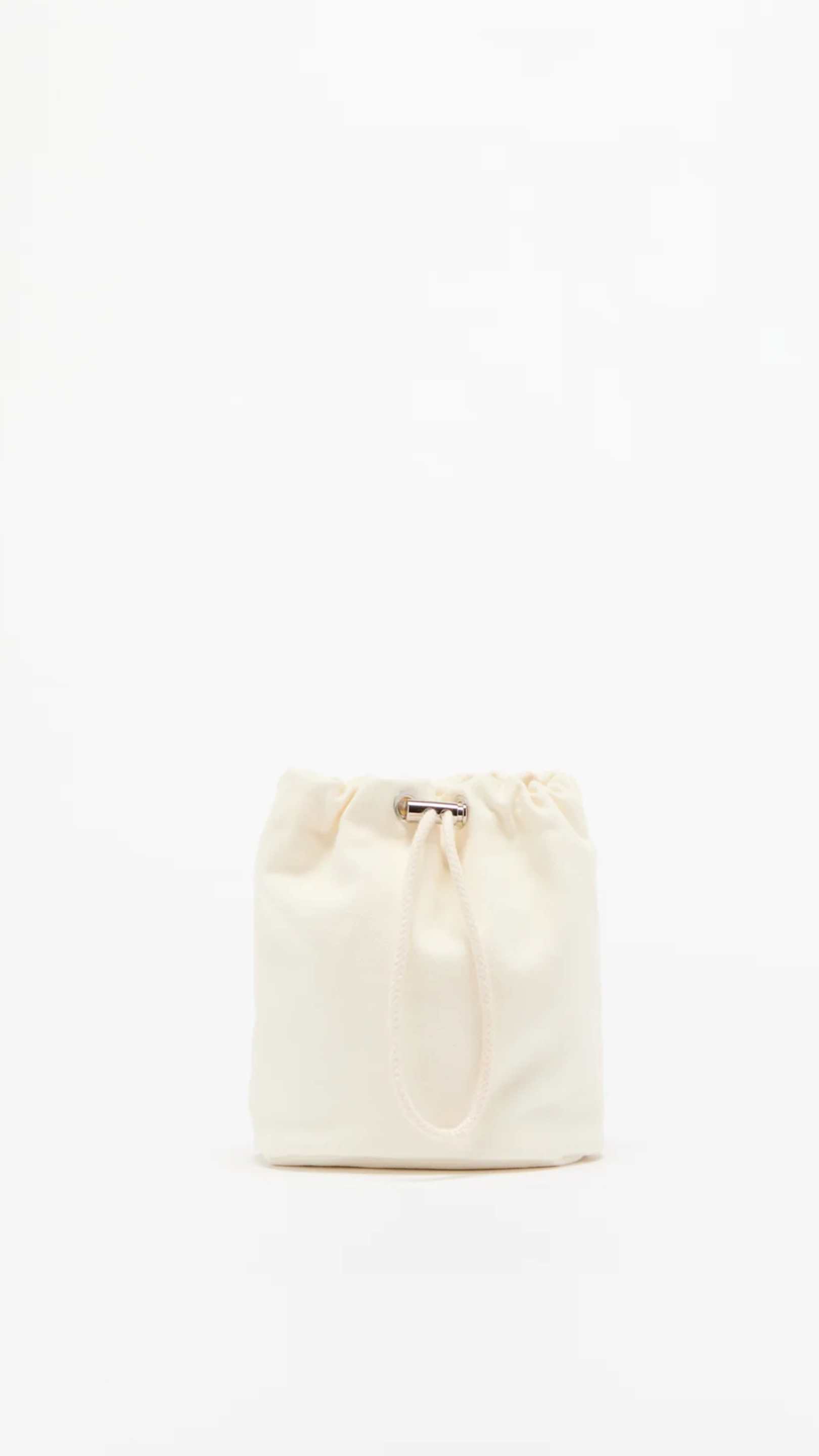 Plan C Canvas Drawstring Bucket Bag in White