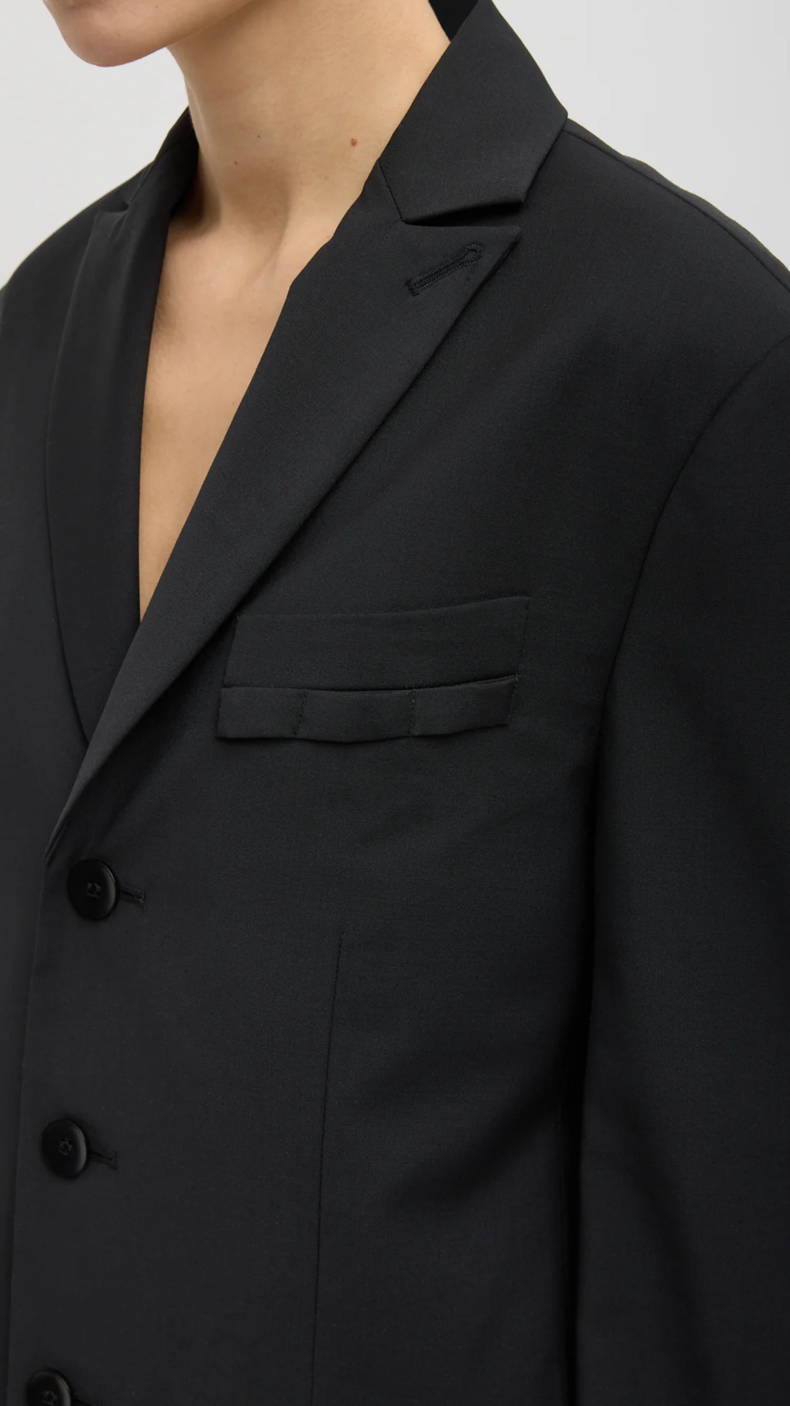 Tibi Tropical Wool Dennis Cutout Blazer in Black