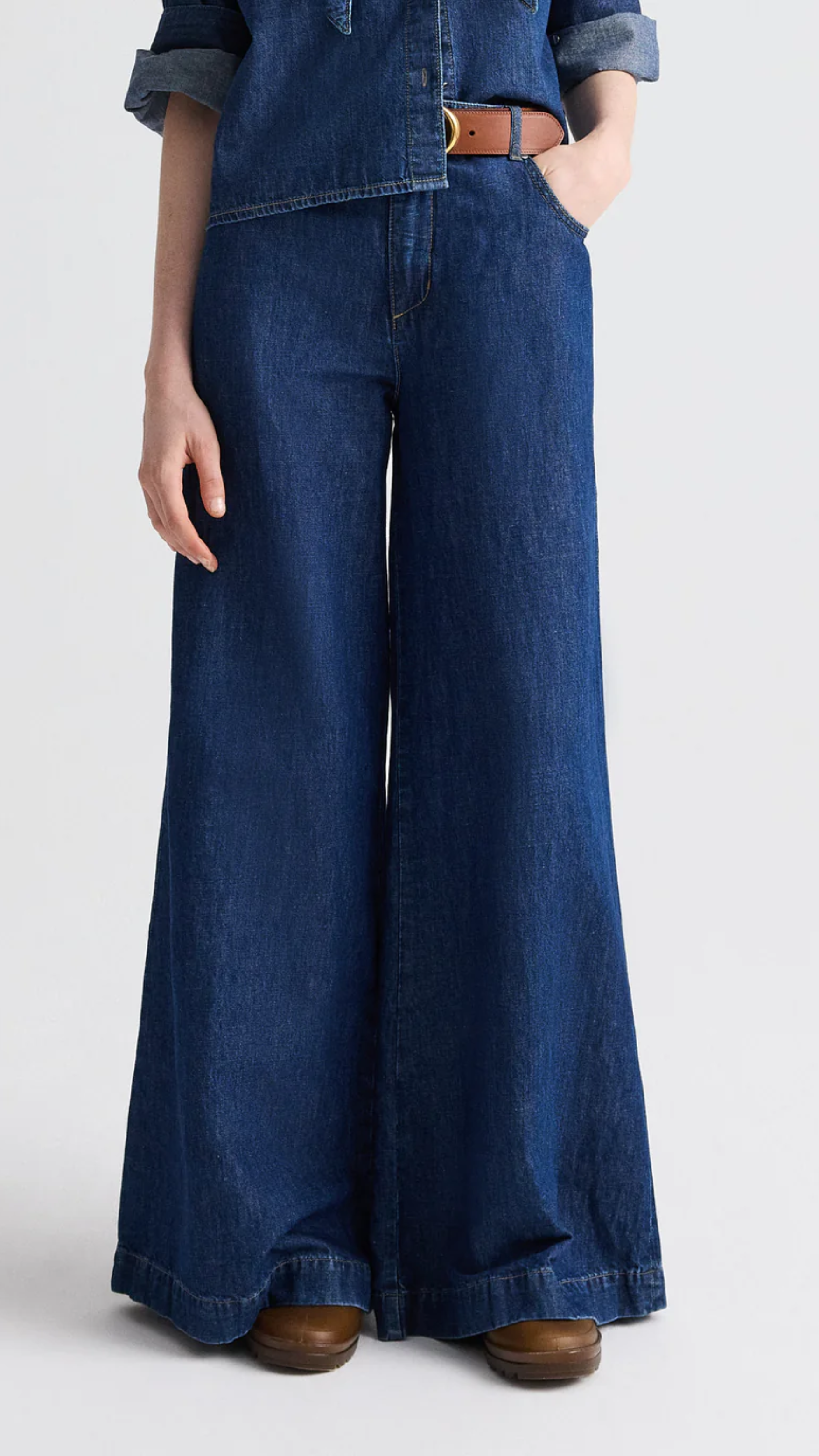 TWP Dillon Cotton Linen Denim in Dark Stone