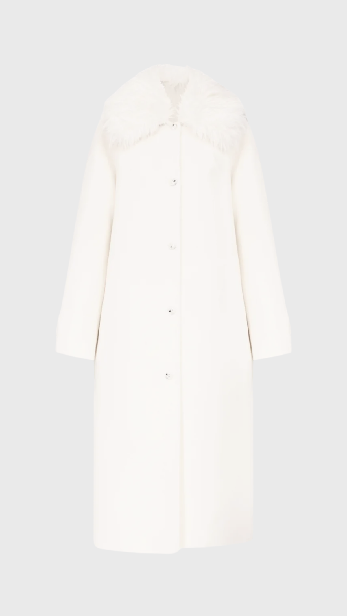 Loulou de Saison Yrsa Detachable Faux Fur Collar Coat in Ivory