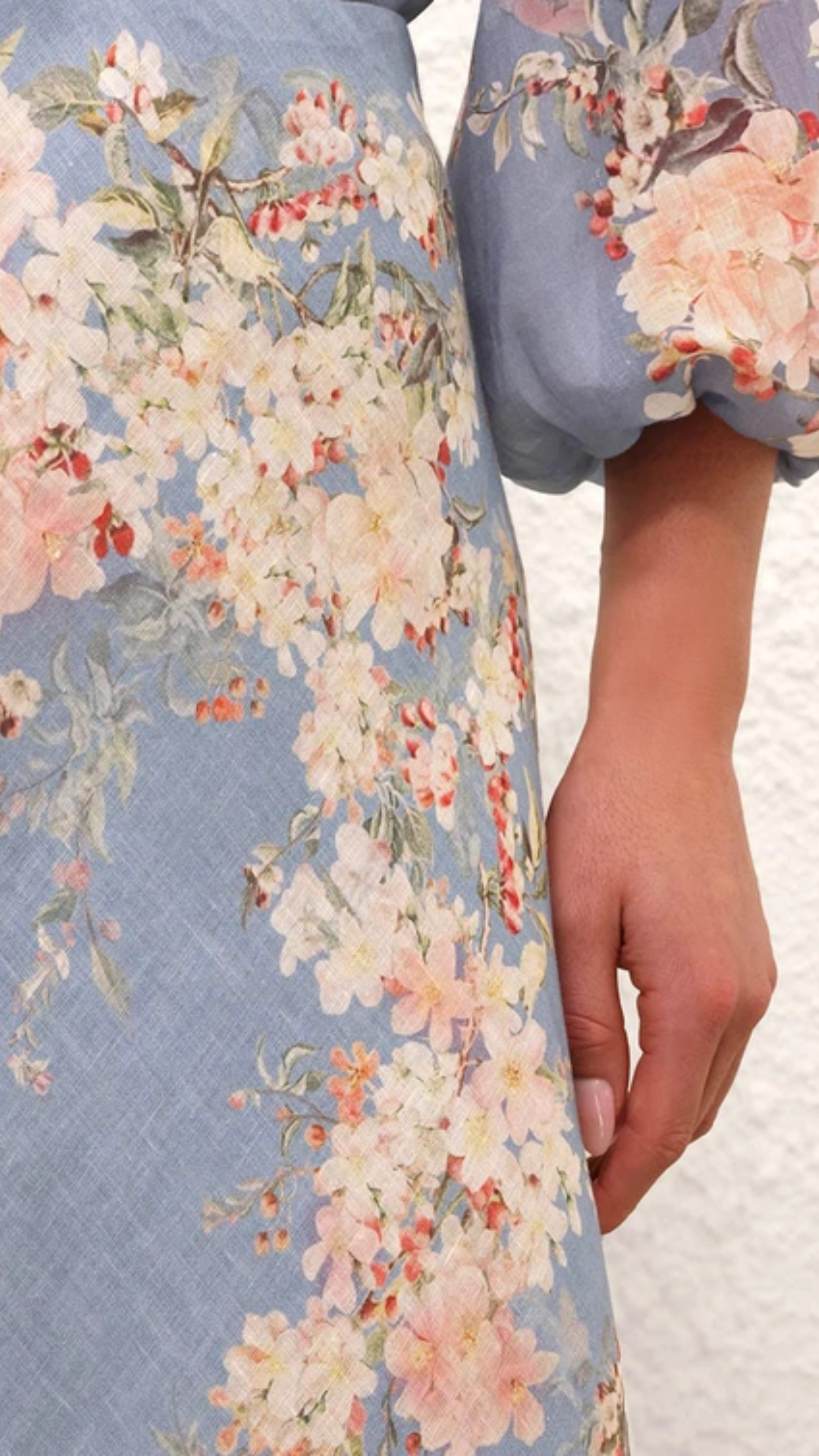 Zimmermann Cascadian Bias Skirt in Teal Blue Botanical Floral