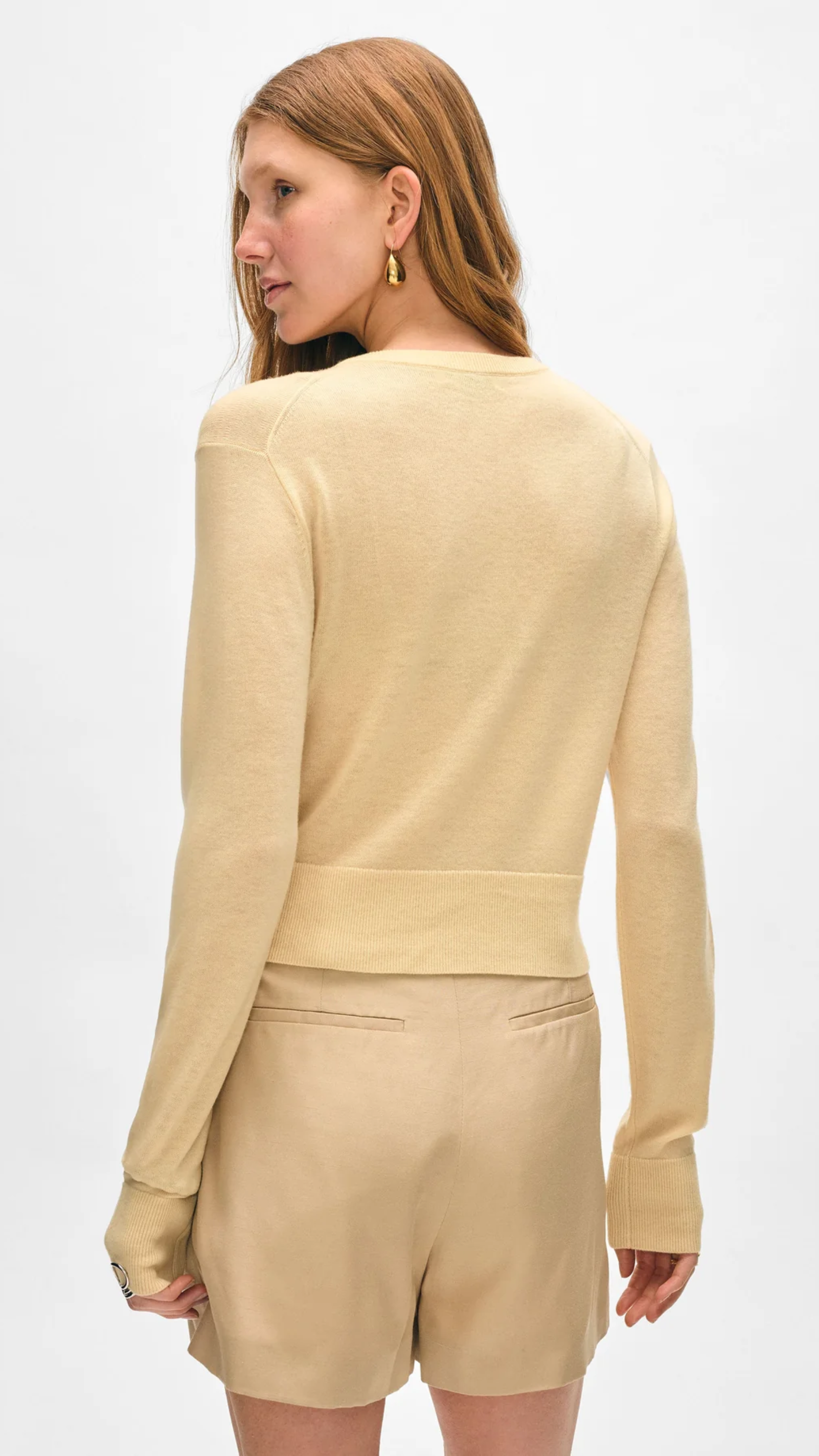 White + Warren Superfine Cashmere Cardigan in Buttercream