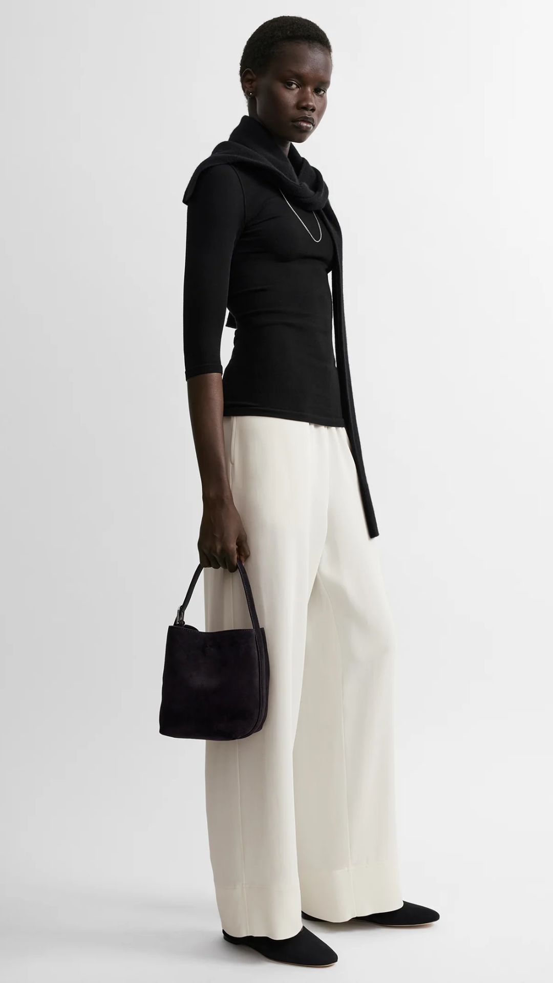 Toteme Petite Belted Suede Tote in Espresso