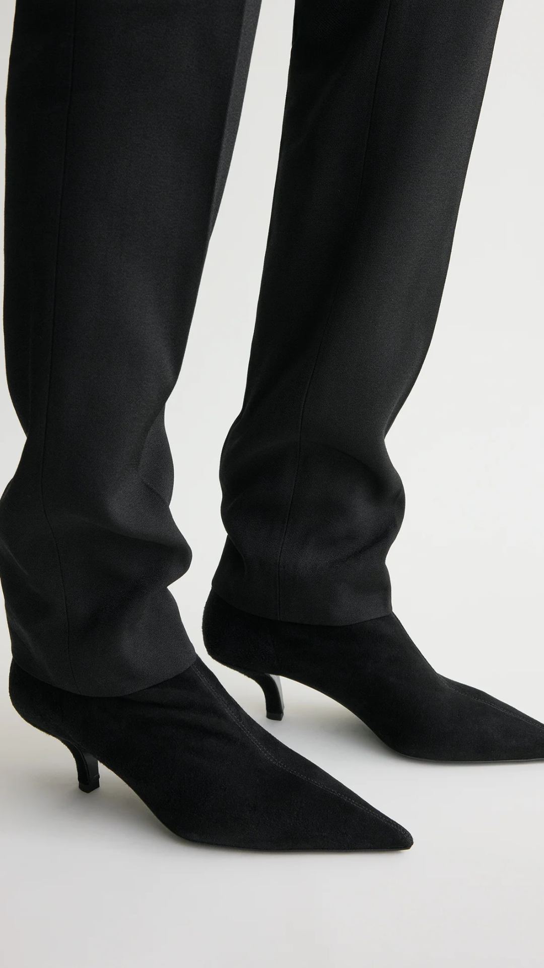Toteme Suede Heeled Sock Boots in Black