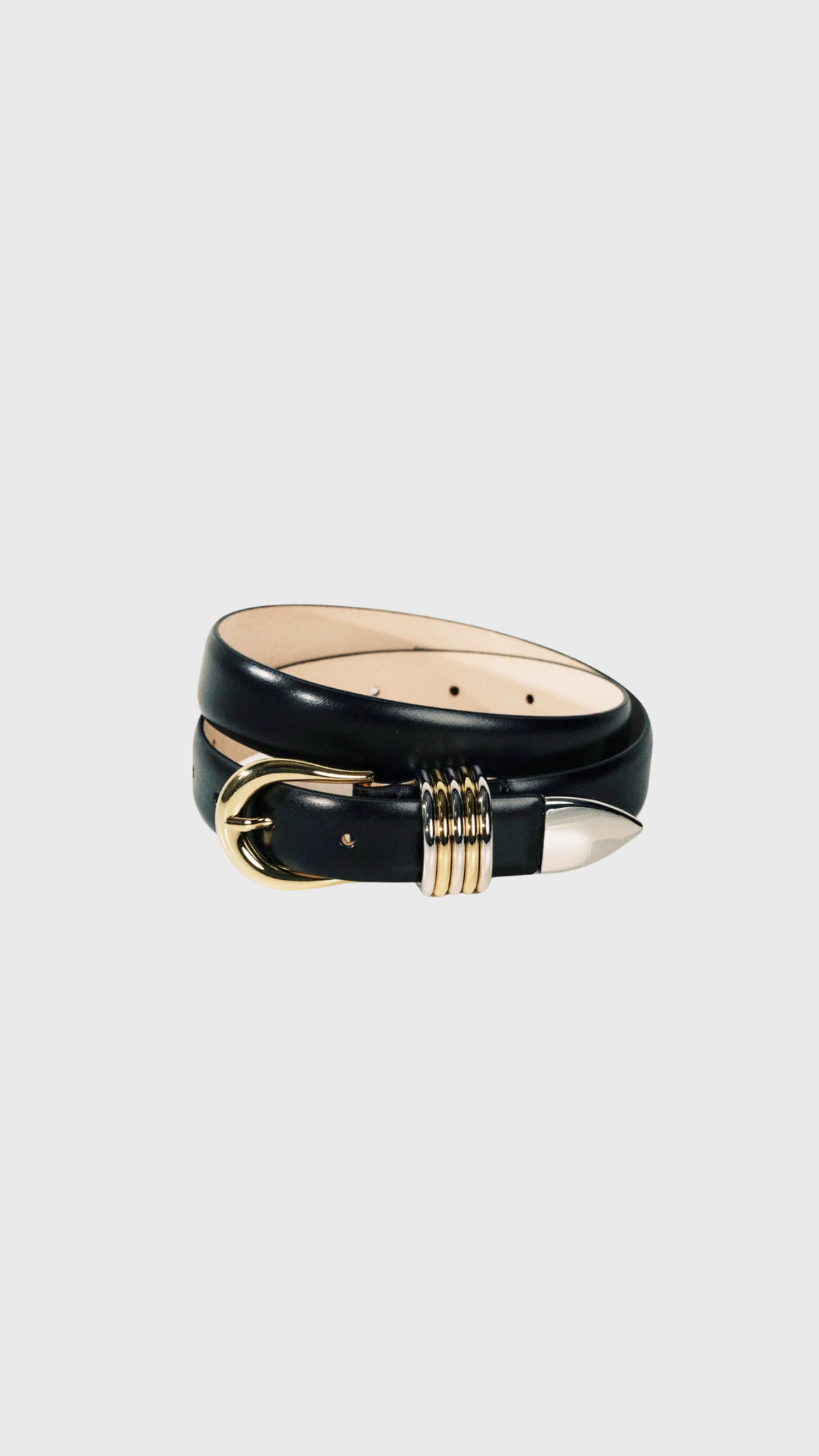 Dehanche Hollyhock Mixed Metal Belt Black, Silver, & 24k Gold