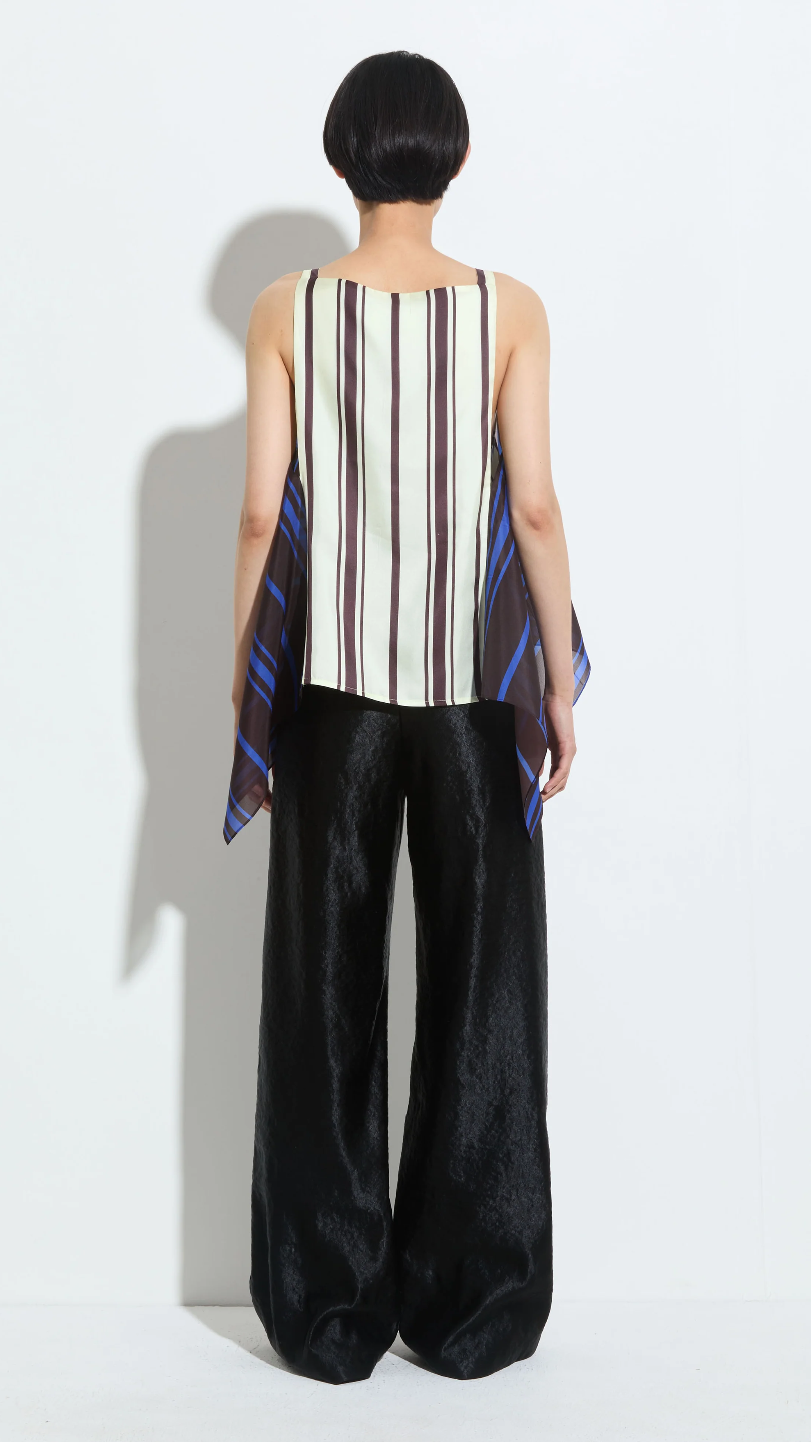 Christian Wijnants Topazio Layered Tank Top in Vanilla Marrone Stripe