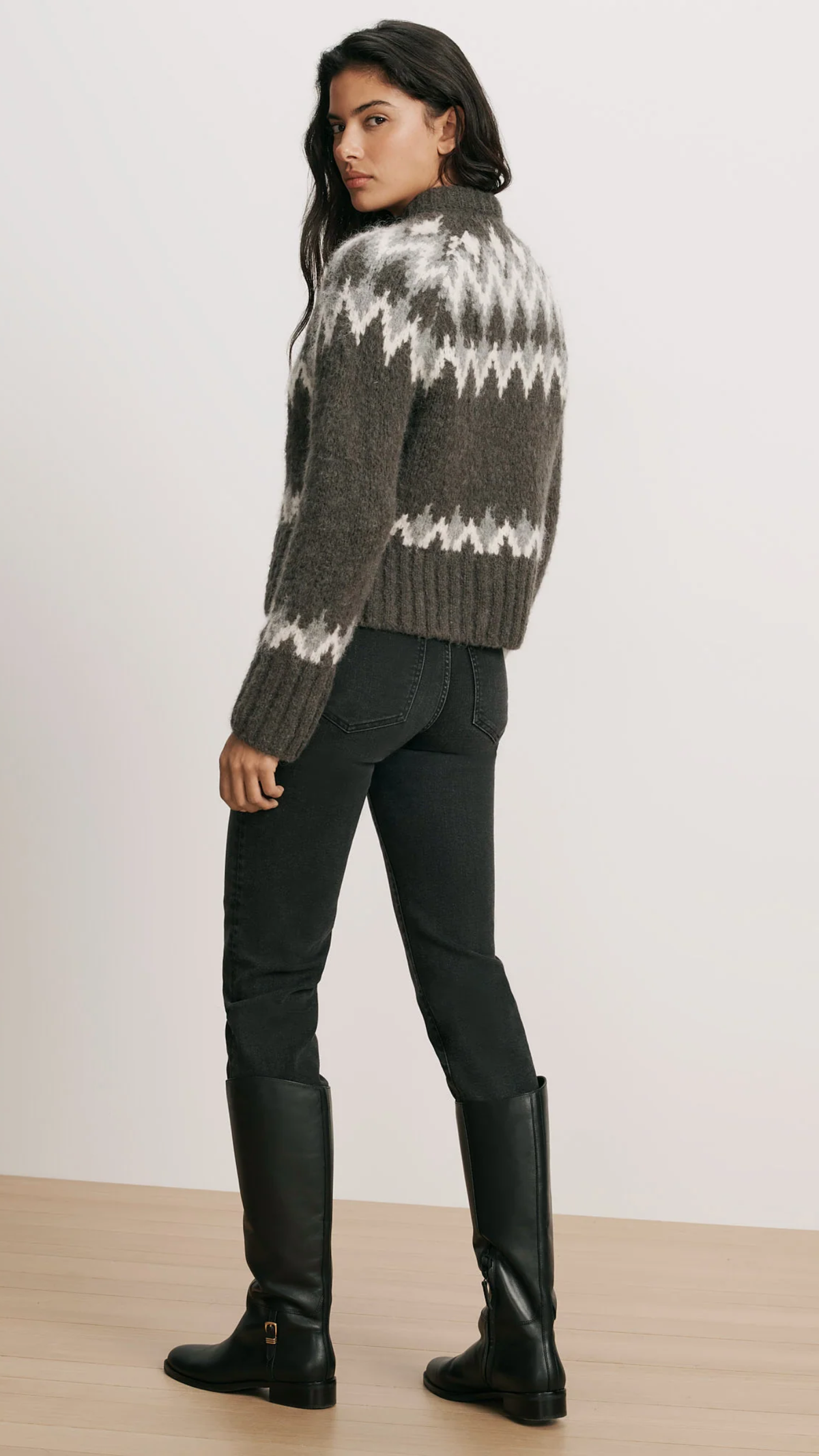 Veronica Beard Christina Fair Isle Cardigan in Green Shadow Multi