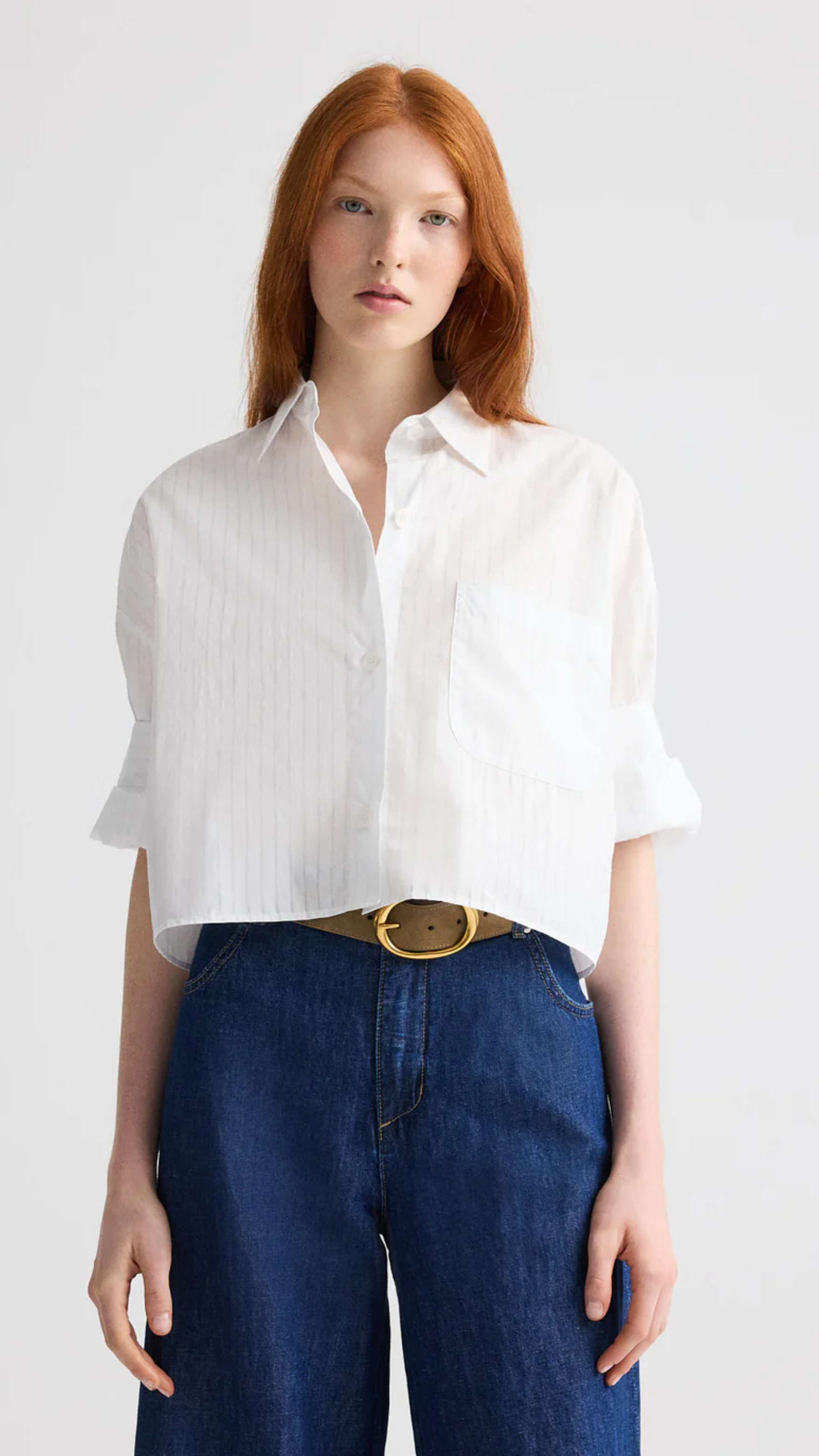 TWP Next Ex Shirt in White Light Blue