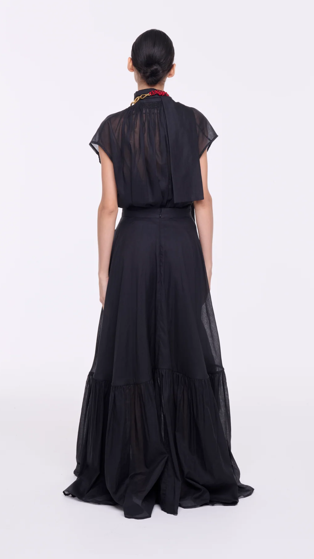 Plan C Long Organza Skirt in Black