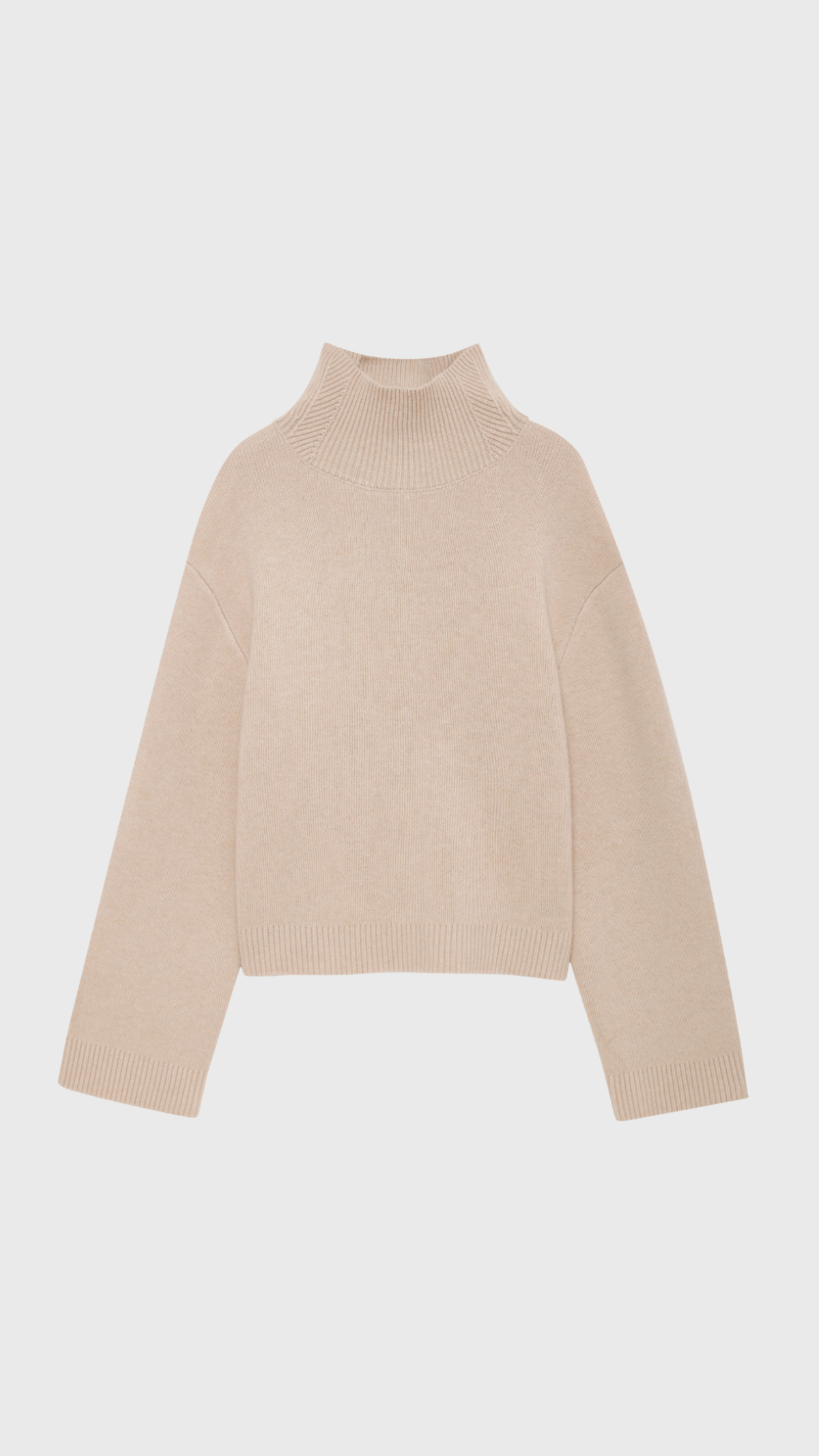 Anine Bing Alma Turtleneck Sweater in Beige