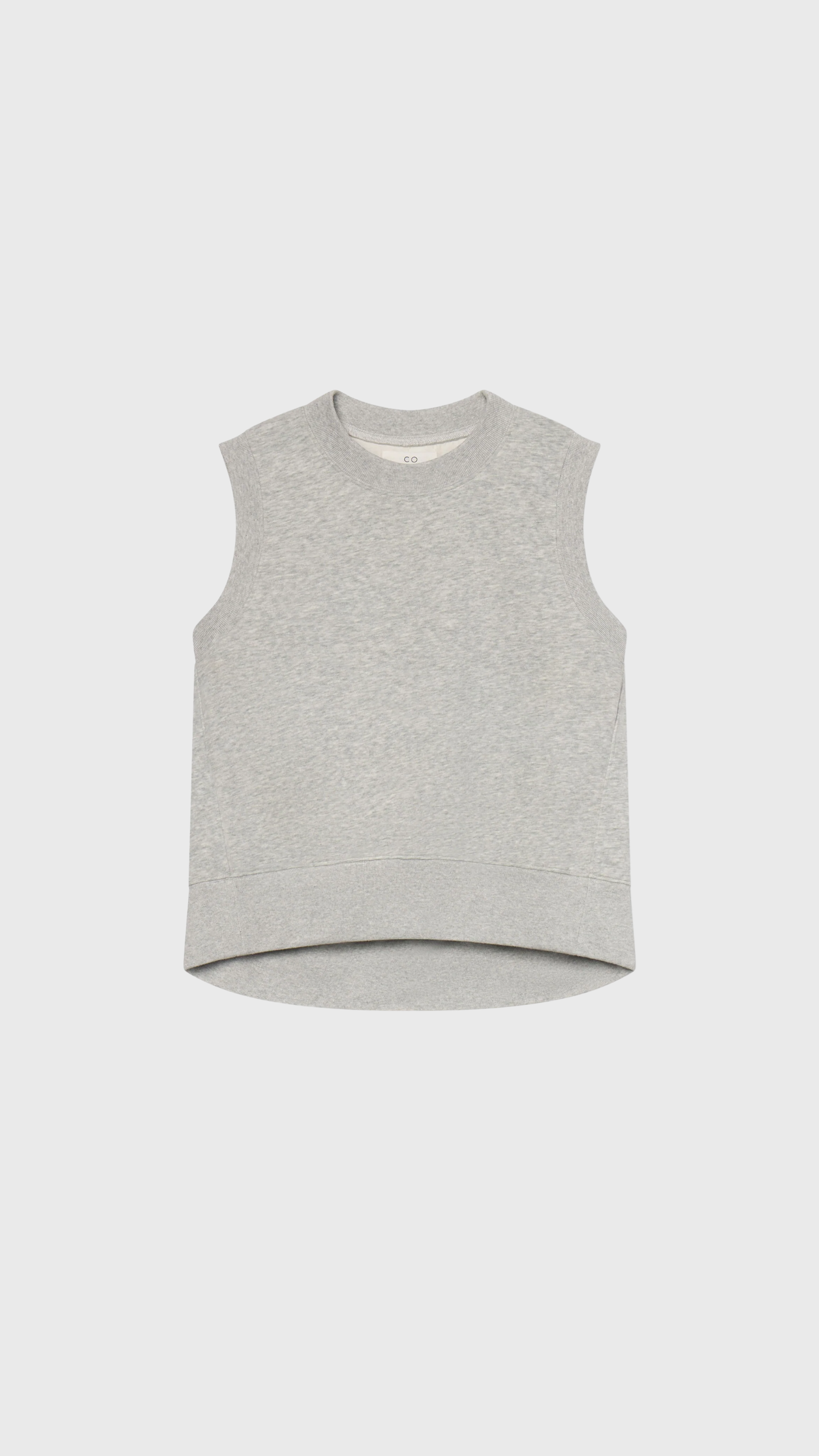 CO Sleeveless Scuba Sweatshirt in Heather Grey