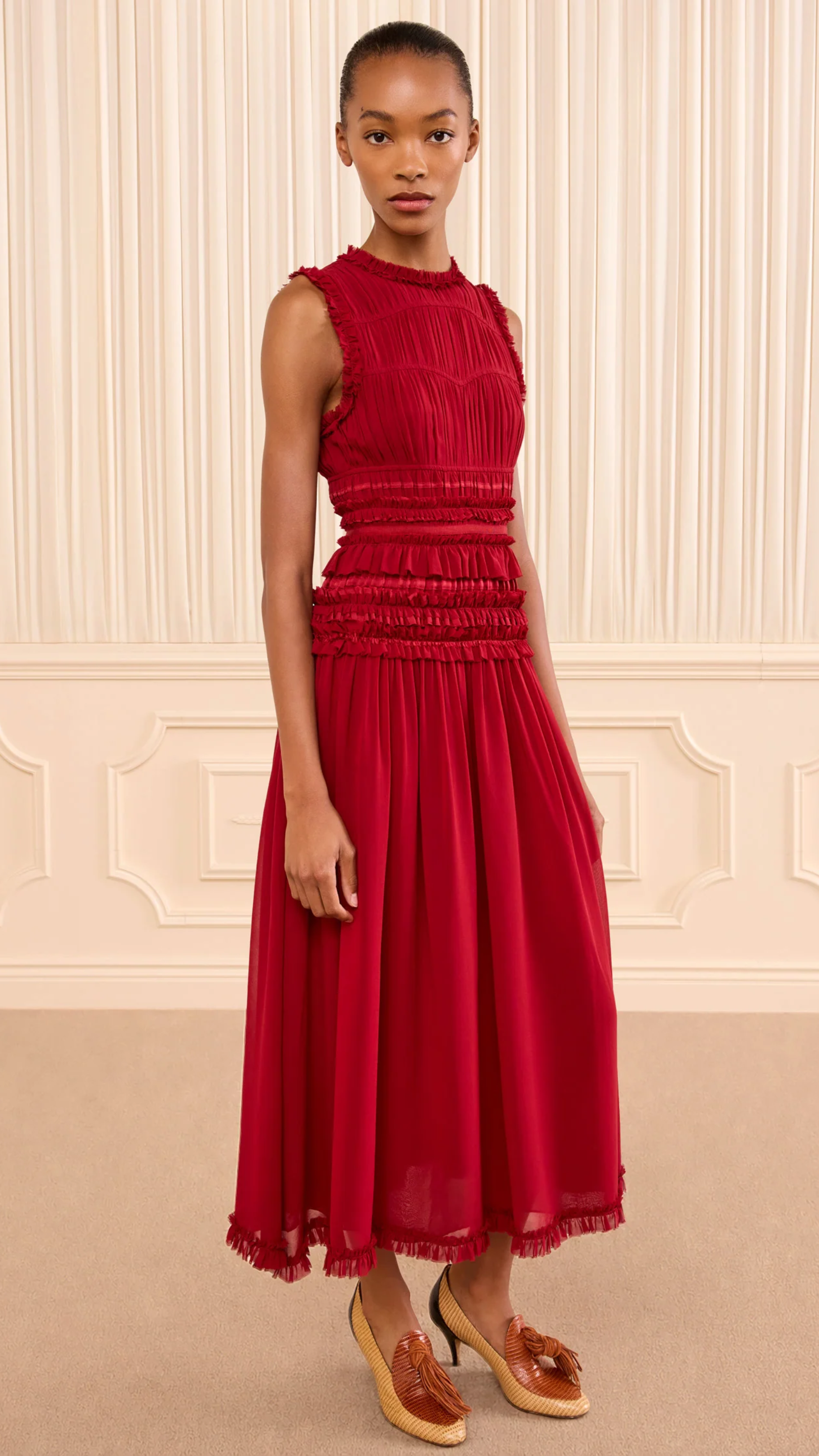 Ulla Johnson Etta Sleeveless Silk Dress in Cerise