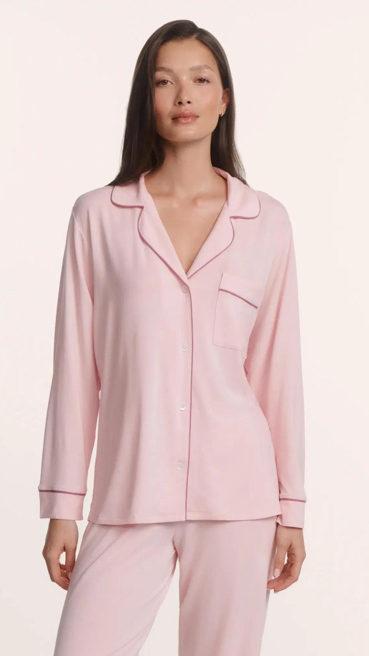 Eberjey Gisele Long PJ Set in Pale Pink Fig
