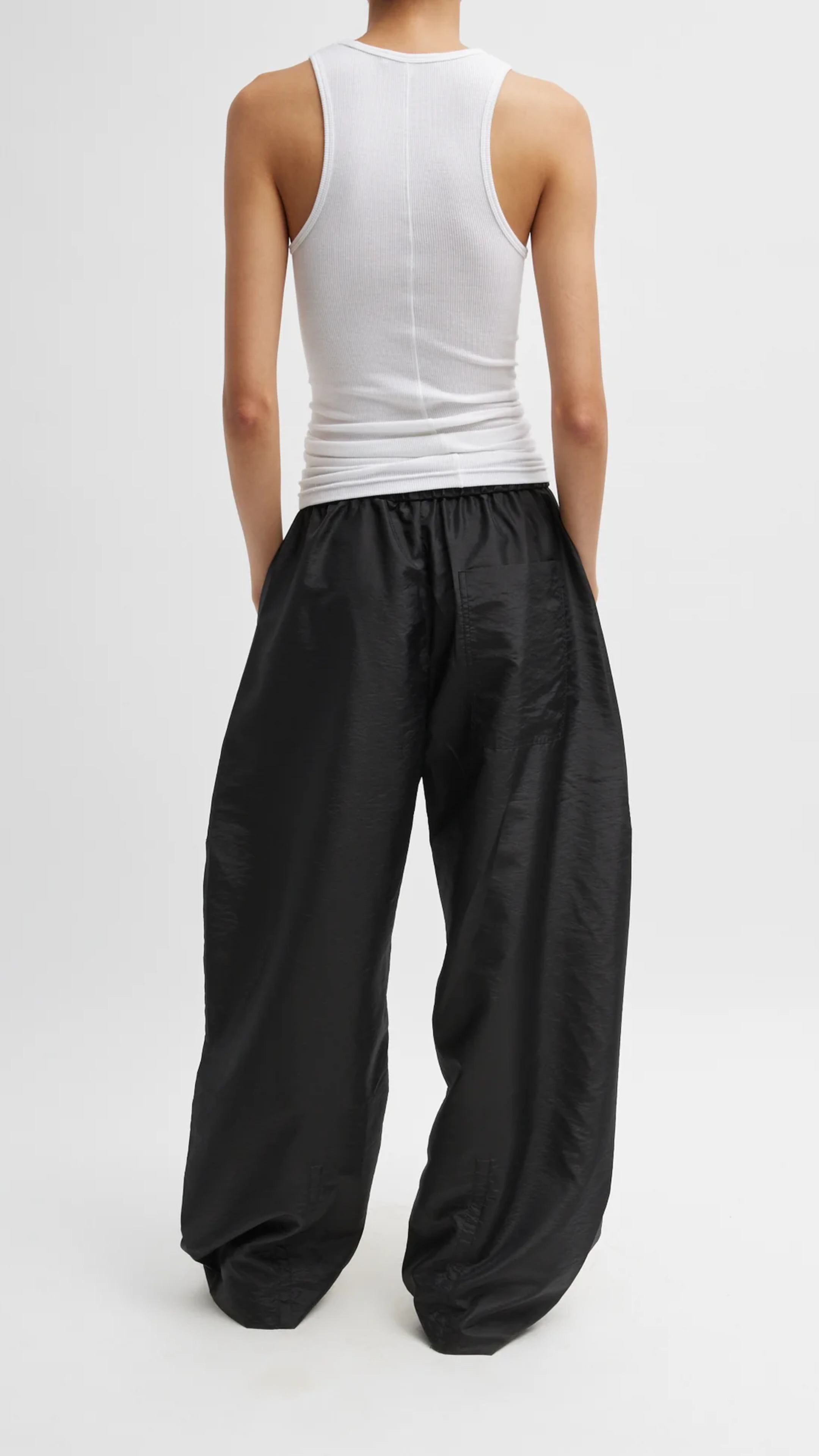 Tibi Crispy Nylon Winslow Pant in Black