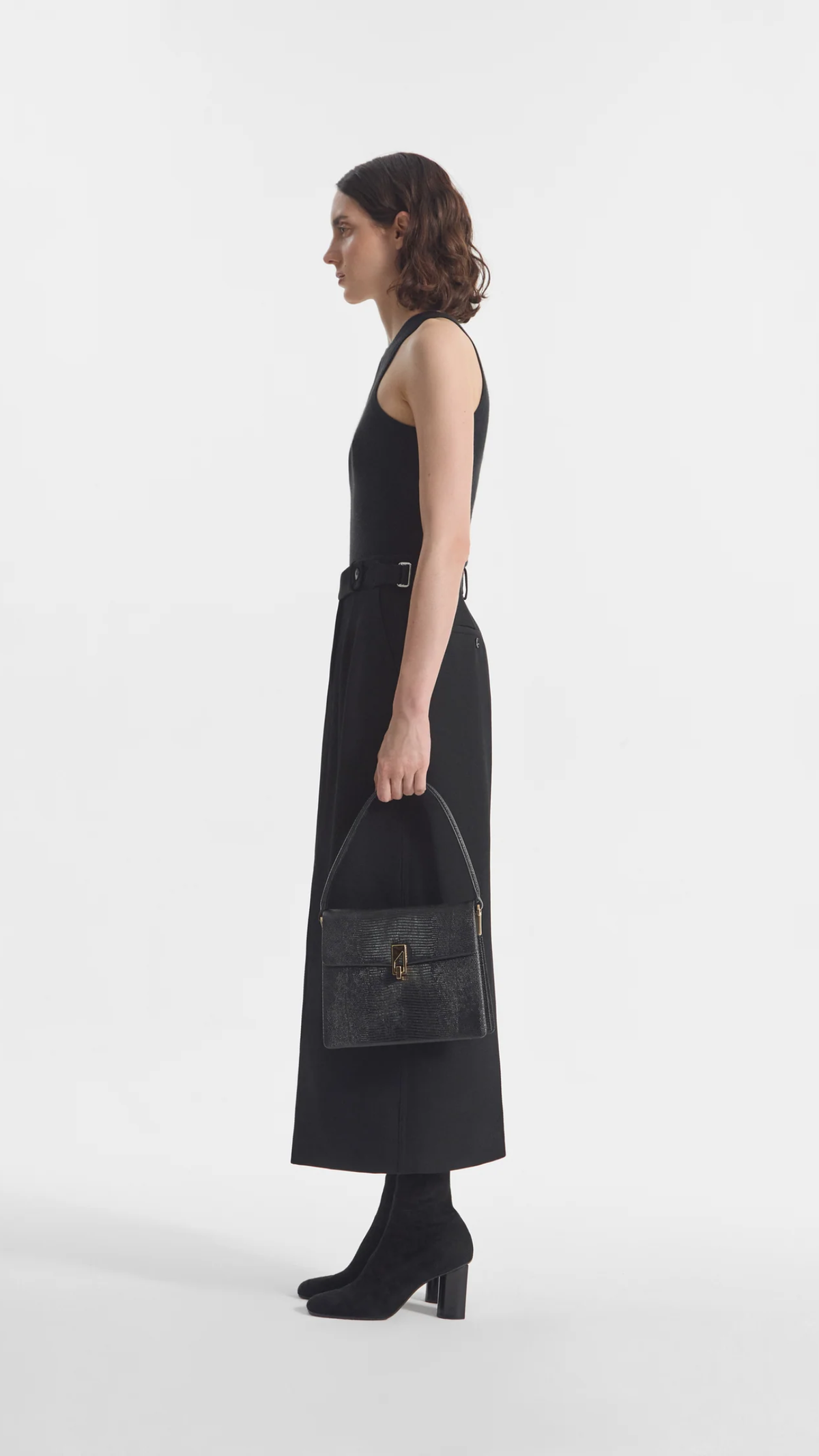 CO Tailored Wool Pencil Skirt in Black
