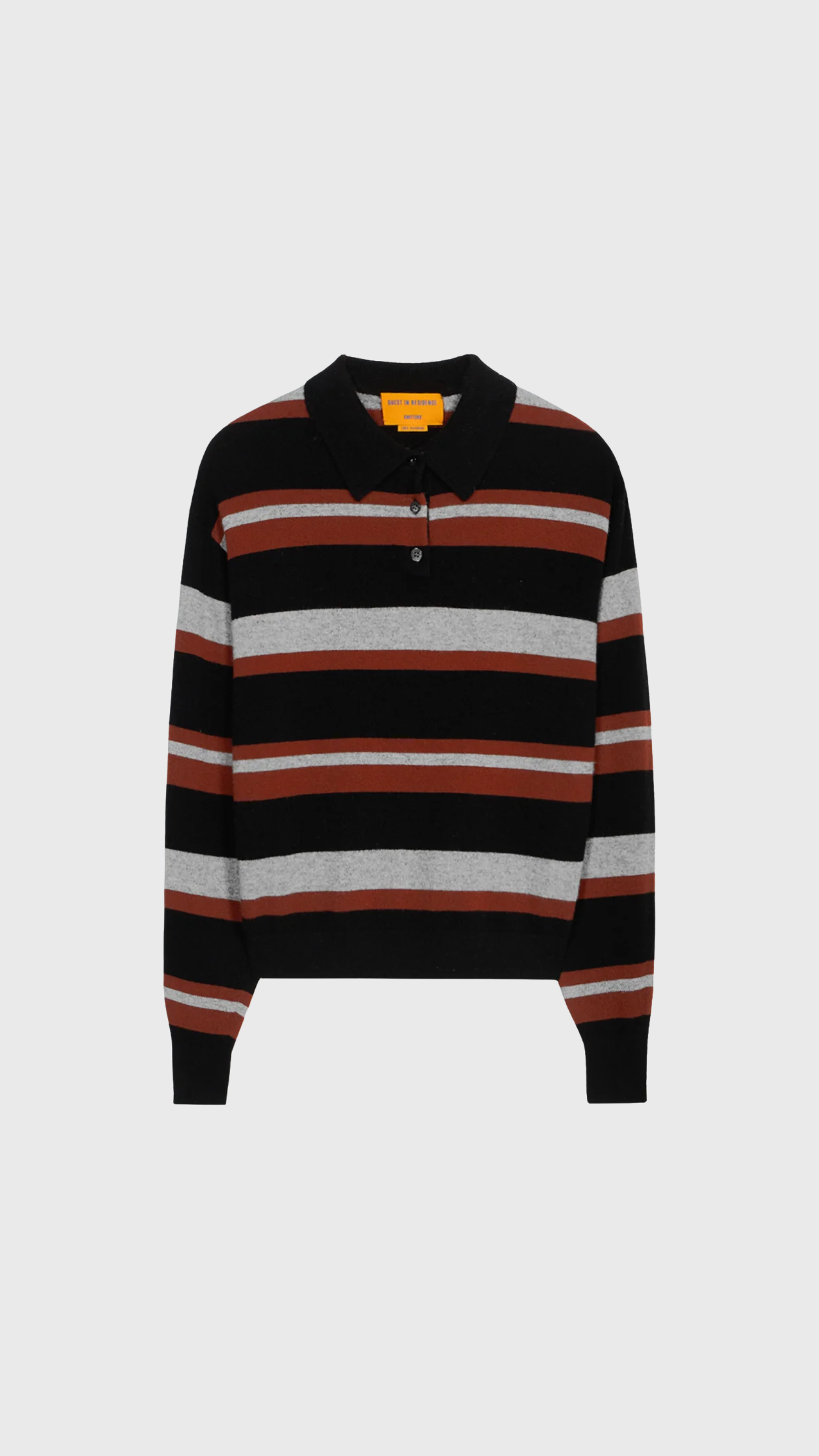 Guest in Residence Collegiate Stripe Polo in Black Combo