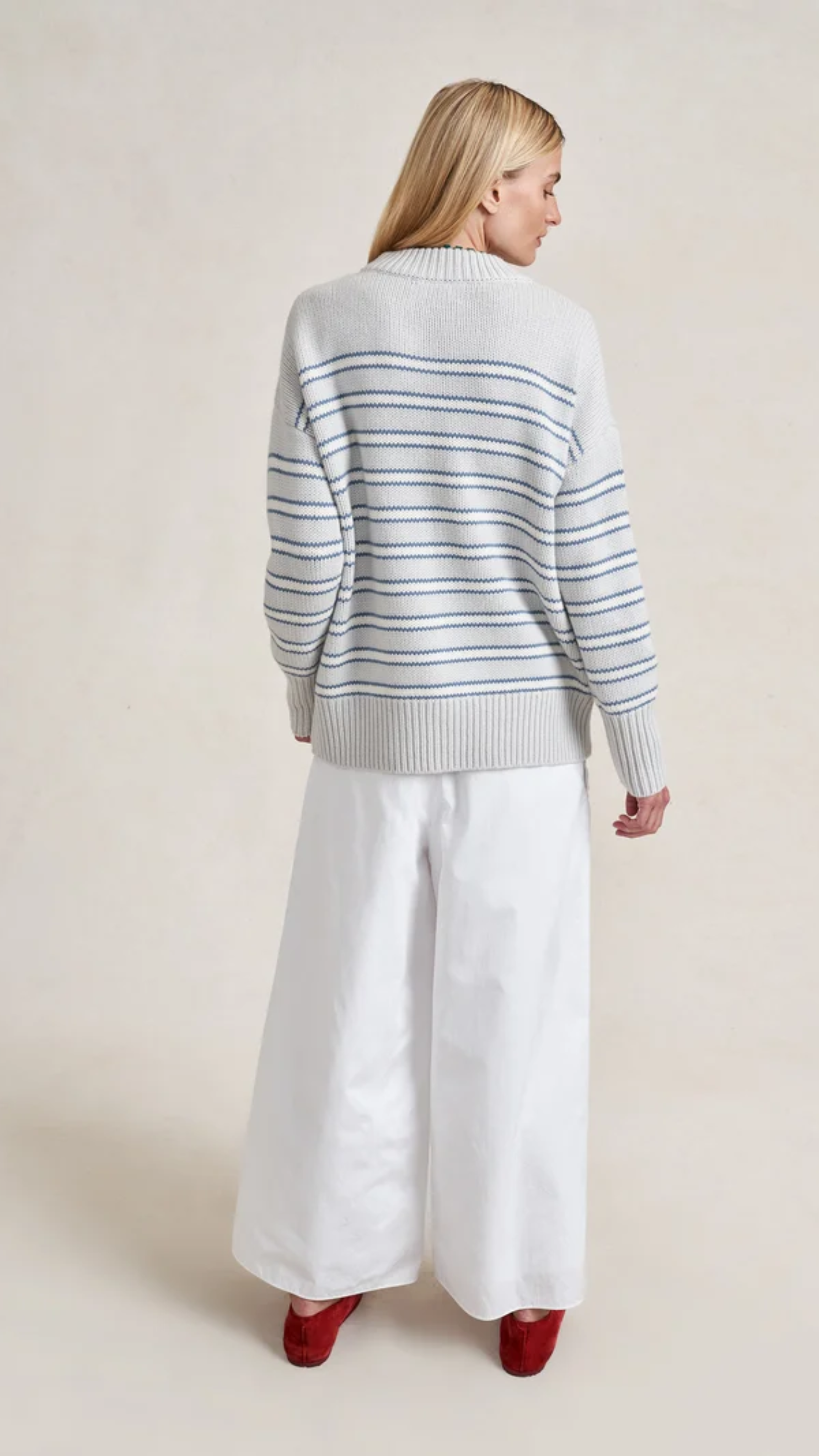 La Ligne Multi Stripe Marin Sweater in Stone/Denim Blue