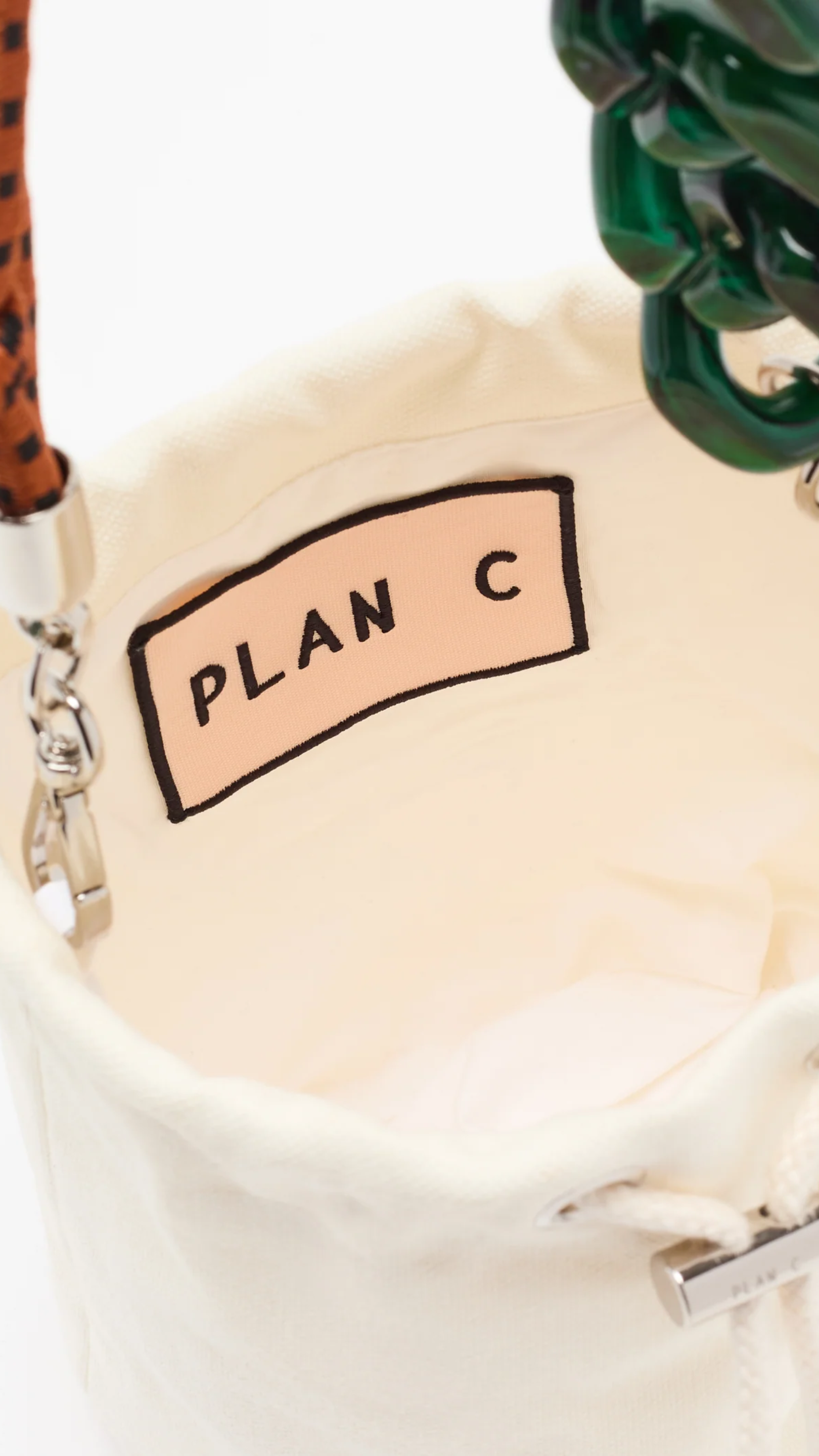 Plan C Canvas Drawstring Bucket Bag in White