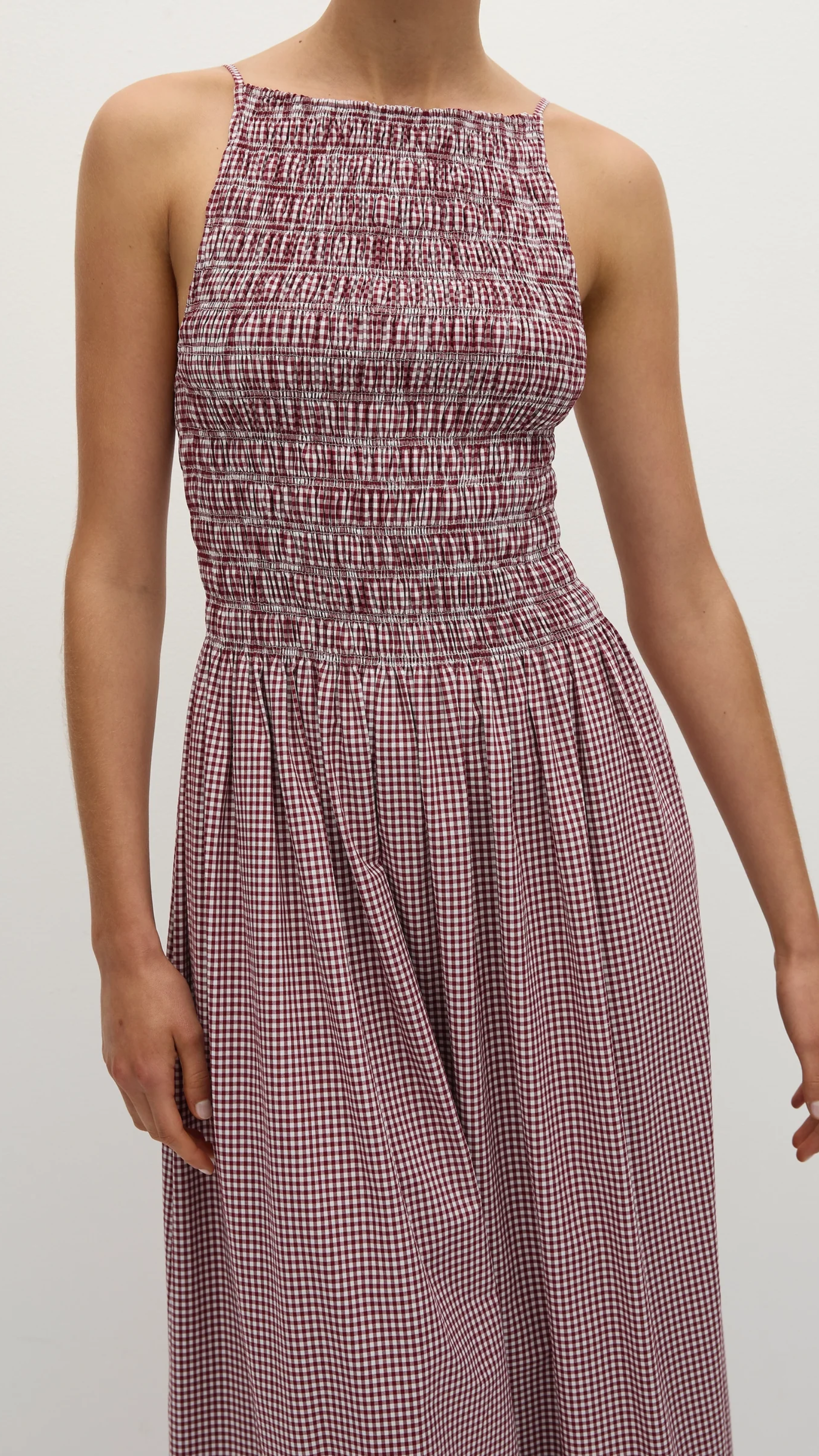 Faithfull Laia Maxi Dress in Gingham Deep Red