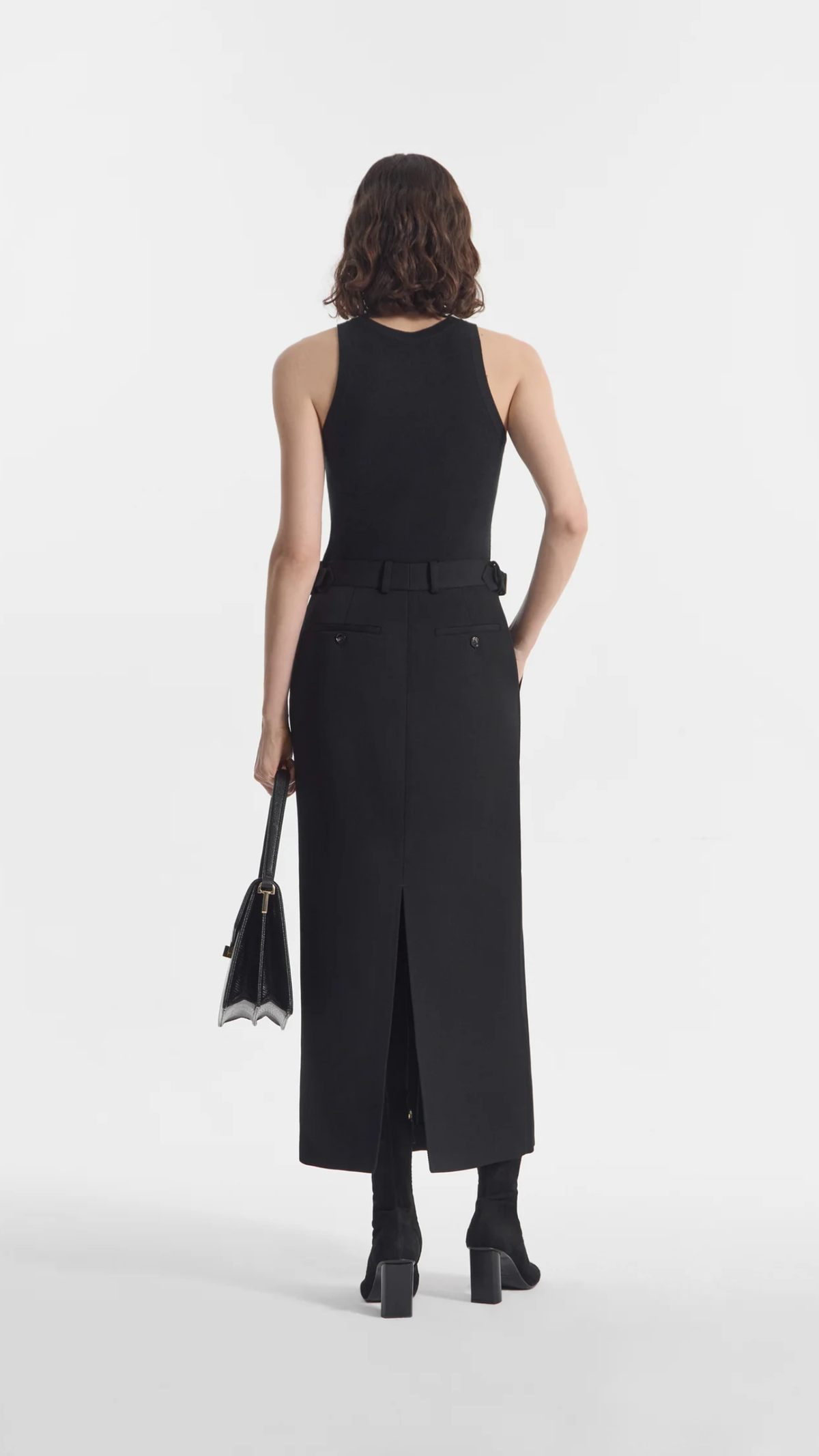 CO Tailored Wool Pencil Skirt in Black