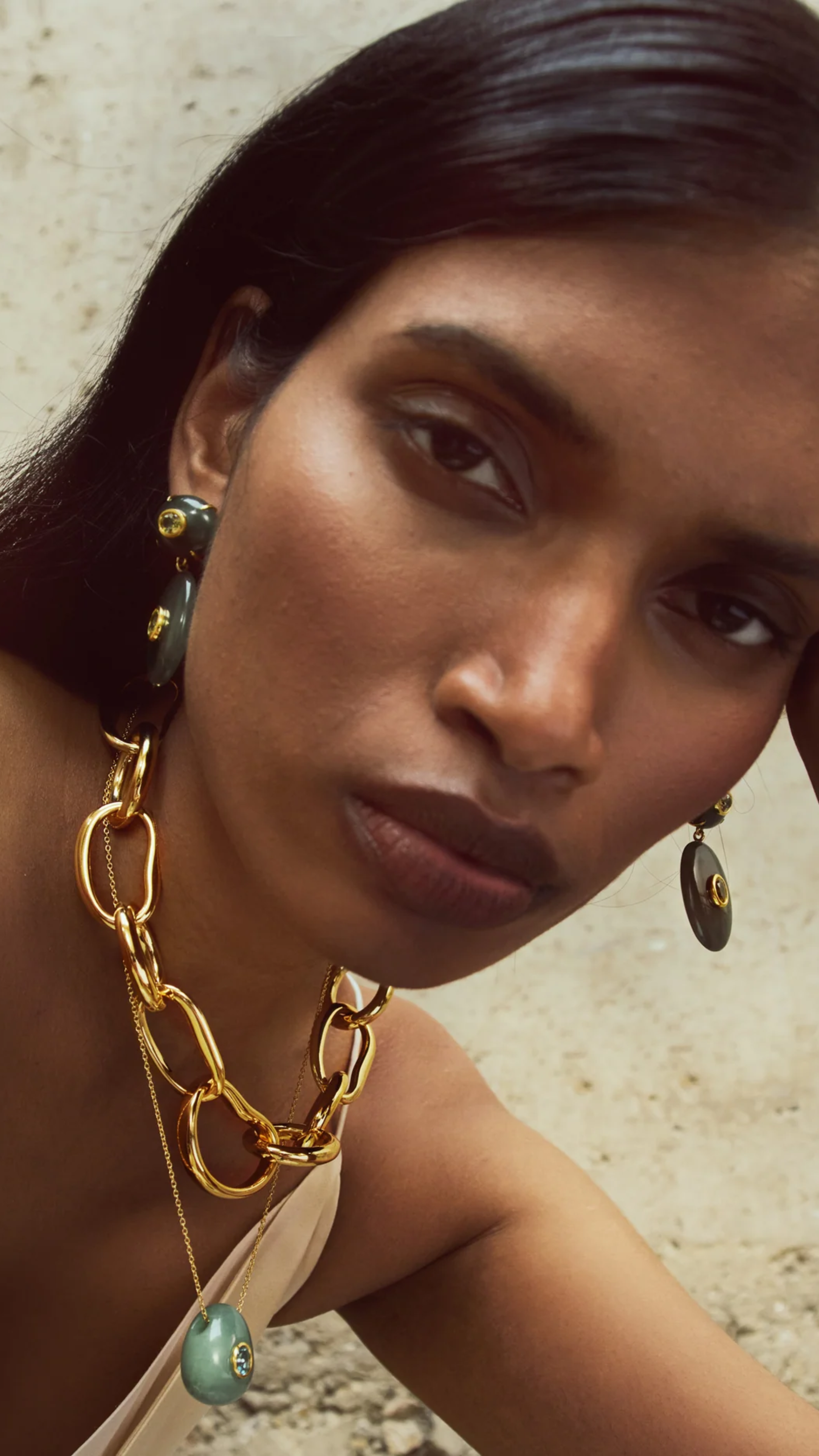 Lizzie Fortunato Dorothy Earrings in Green Jade