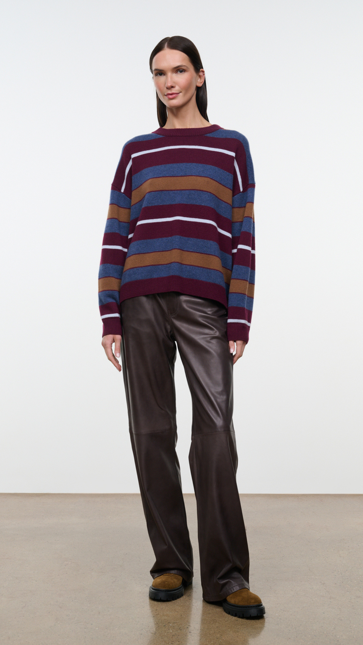 Staud Serrano Cashmere Crew in Monaco Stripe