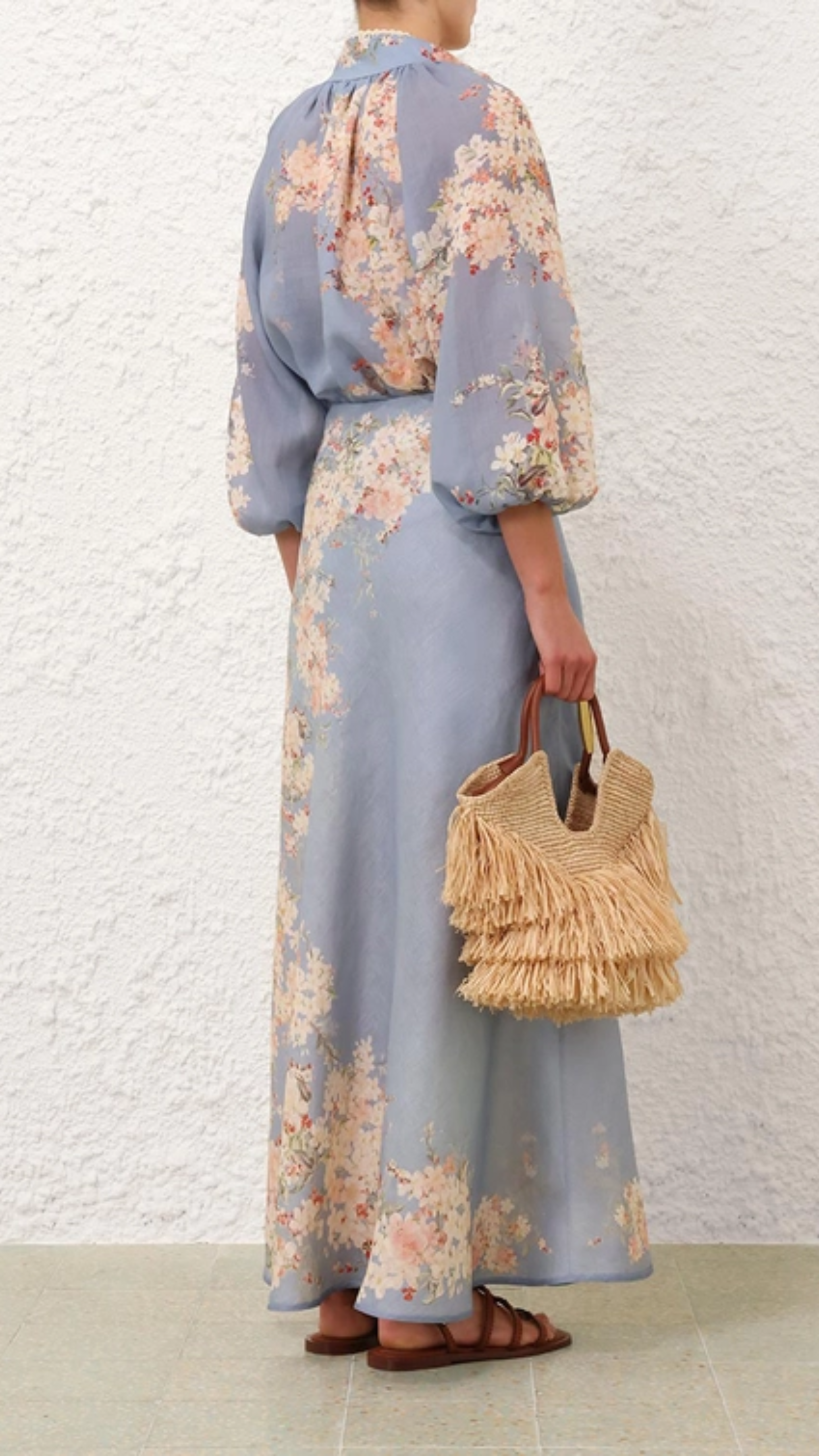 Zimmermann Cascadian Bias Skirt in Teal Blue Botanical Floral
