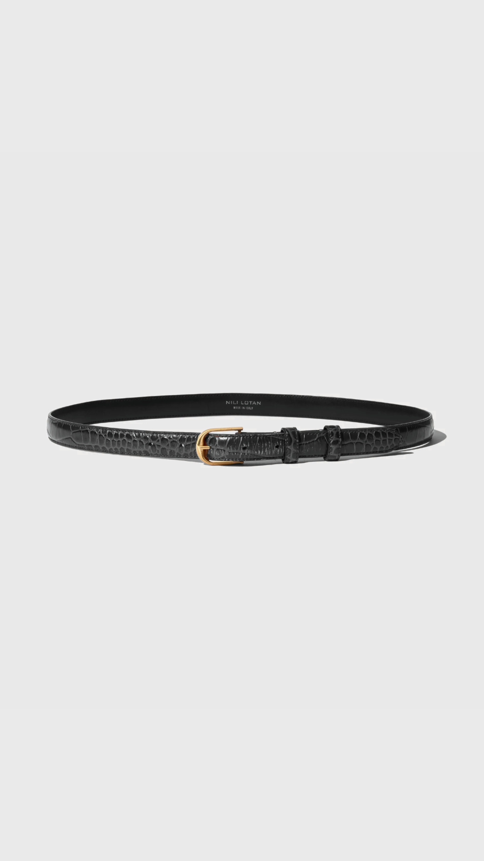 Nili Lotan Jane Belt in Black Croc