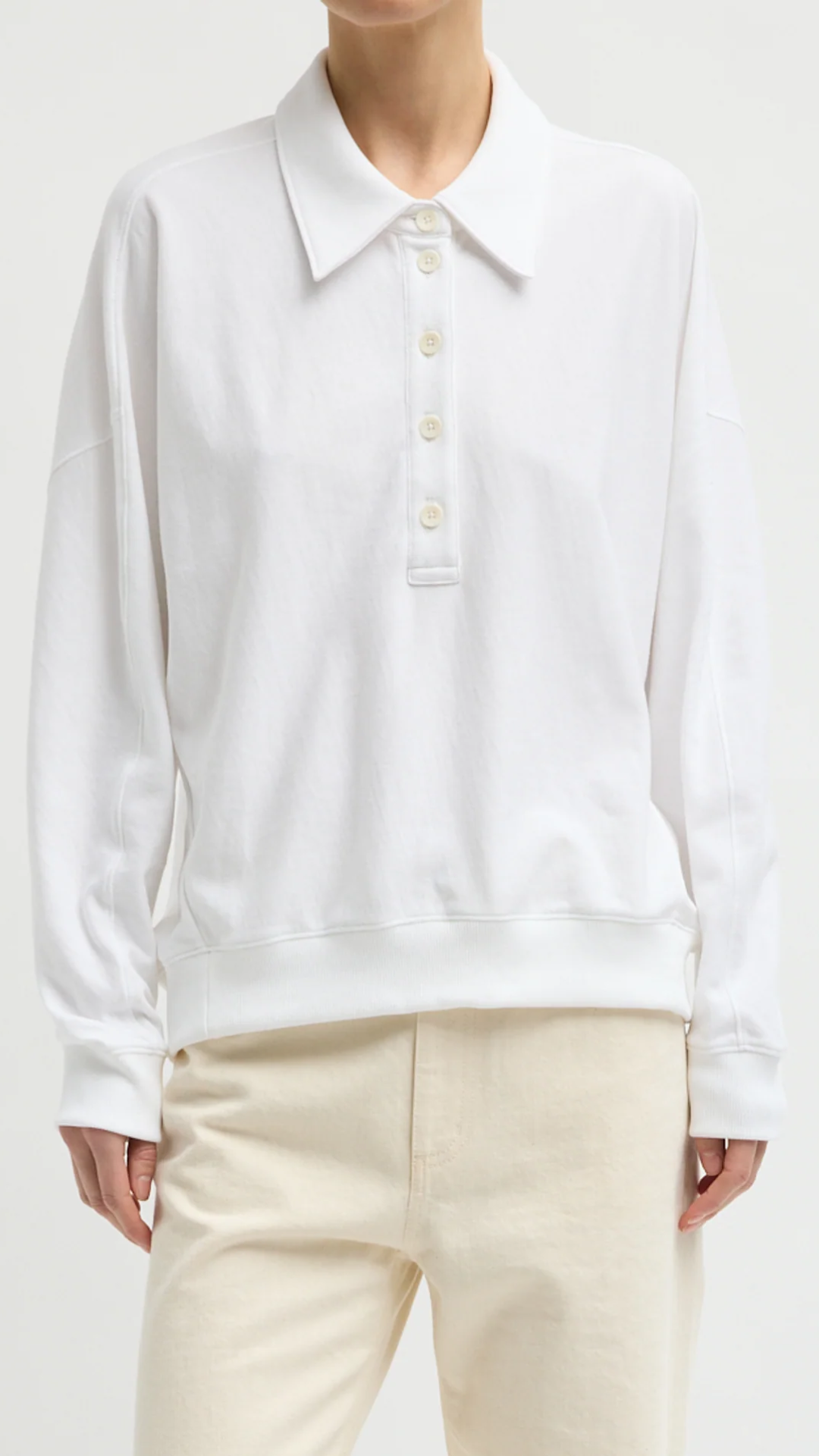 Tibi Lightweight Sweatshirt Polo in White