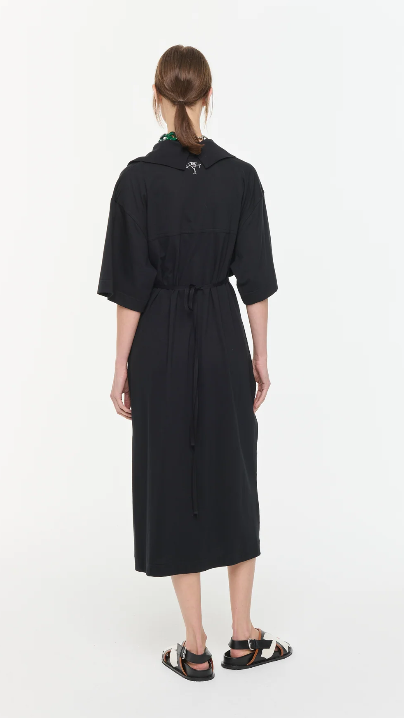 Plan C Short Sleeve Jersey Polo Midi Shirtdress