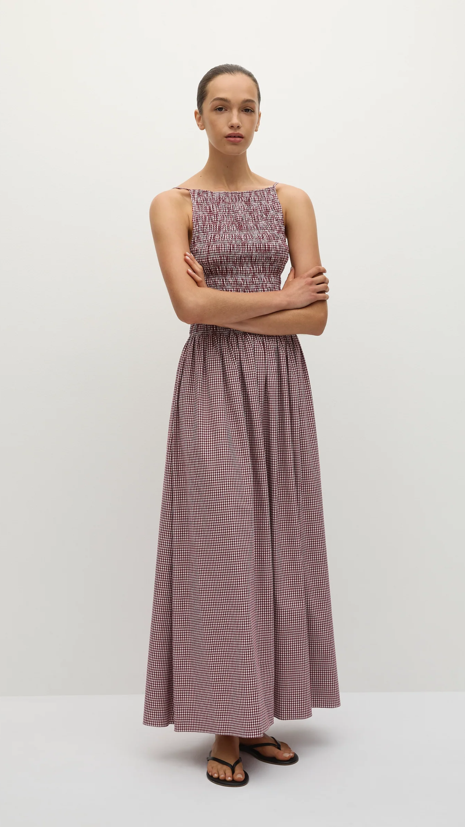 Faithfull Laia Maxi Dress in Gingham Deep Red