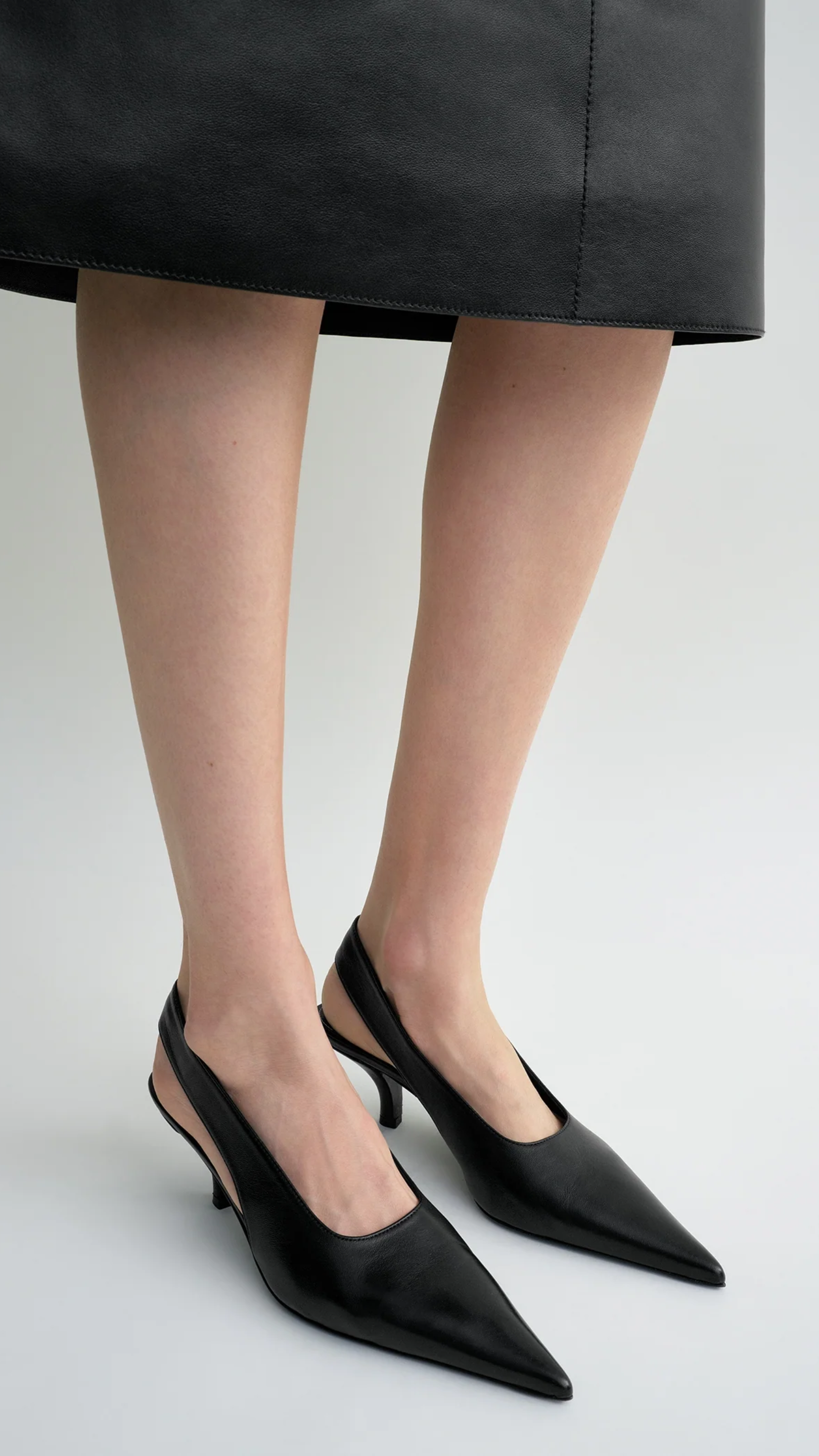 Toteme Classic Leather Slingbacks in Black