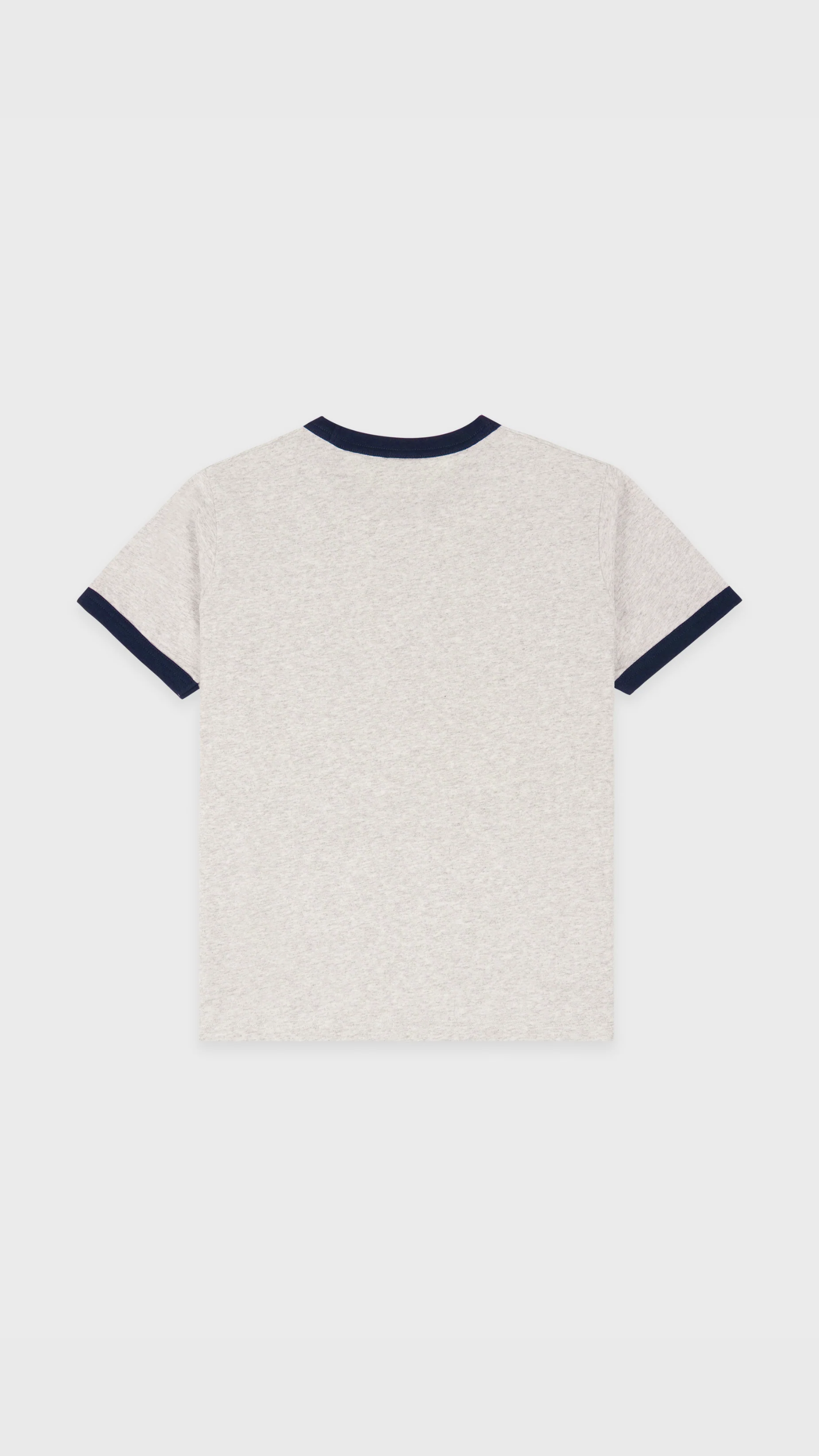 Sporty & Rich BH Crest Soft Ringer Tee in Heather Gray/Navy