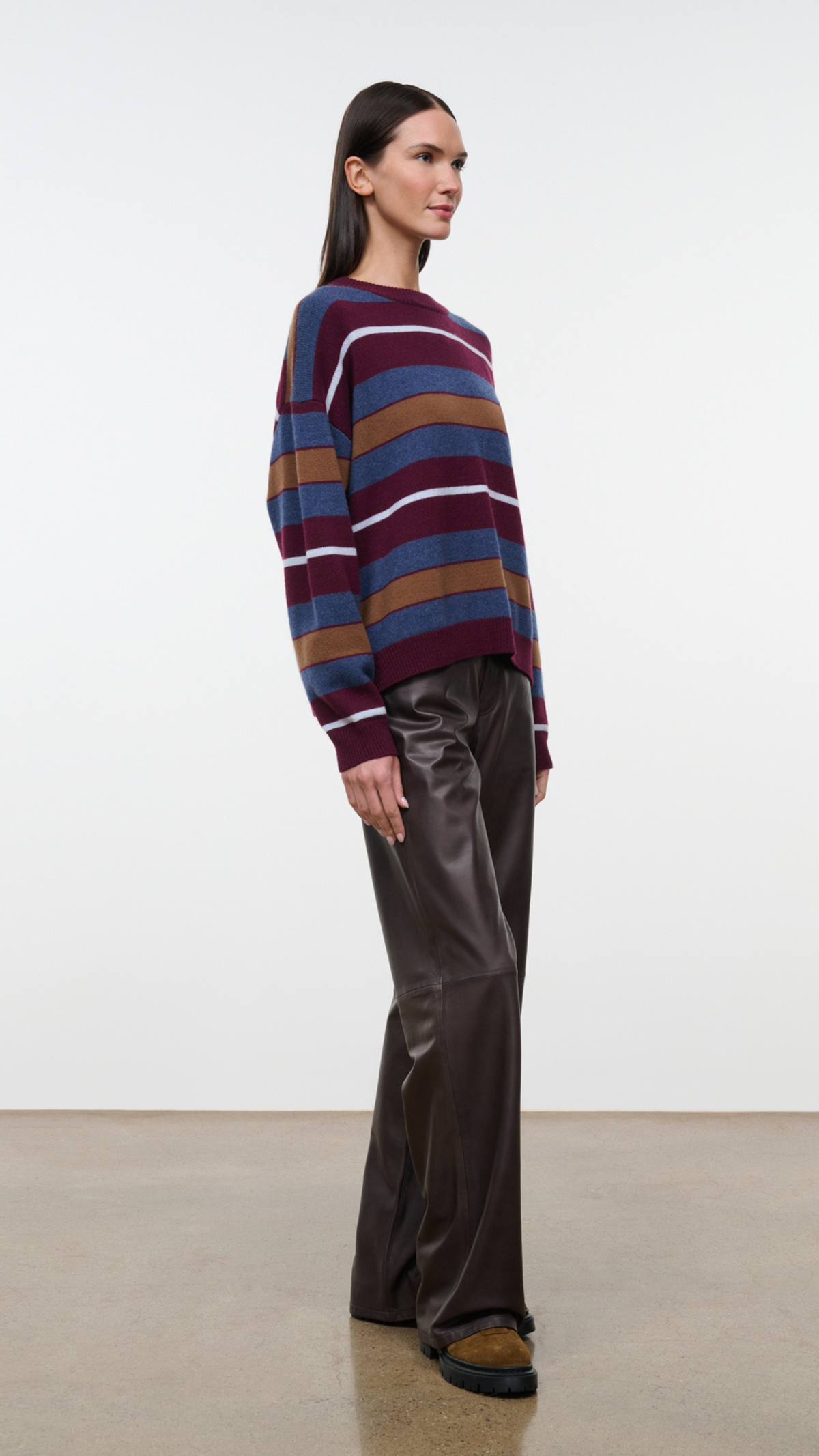 Staud Serrano Cashmere Crew in Monaco Stripe