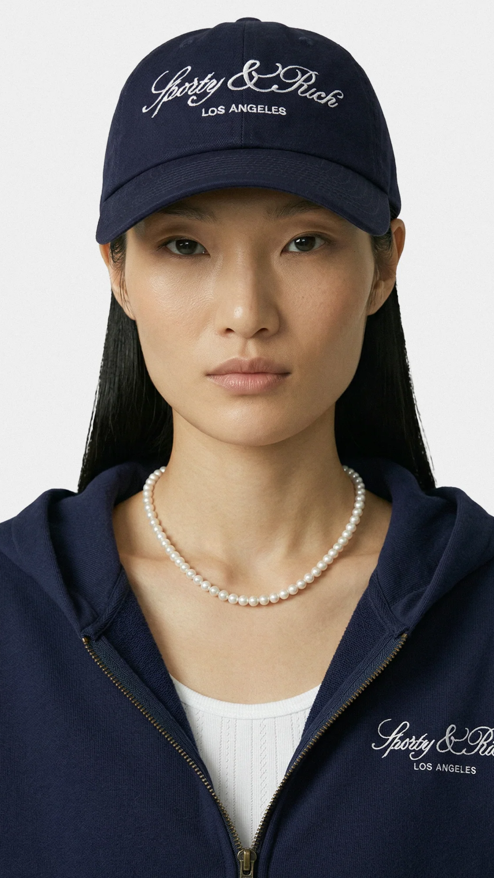 Sporty & Rich Vendome LA Hat in Navy/White