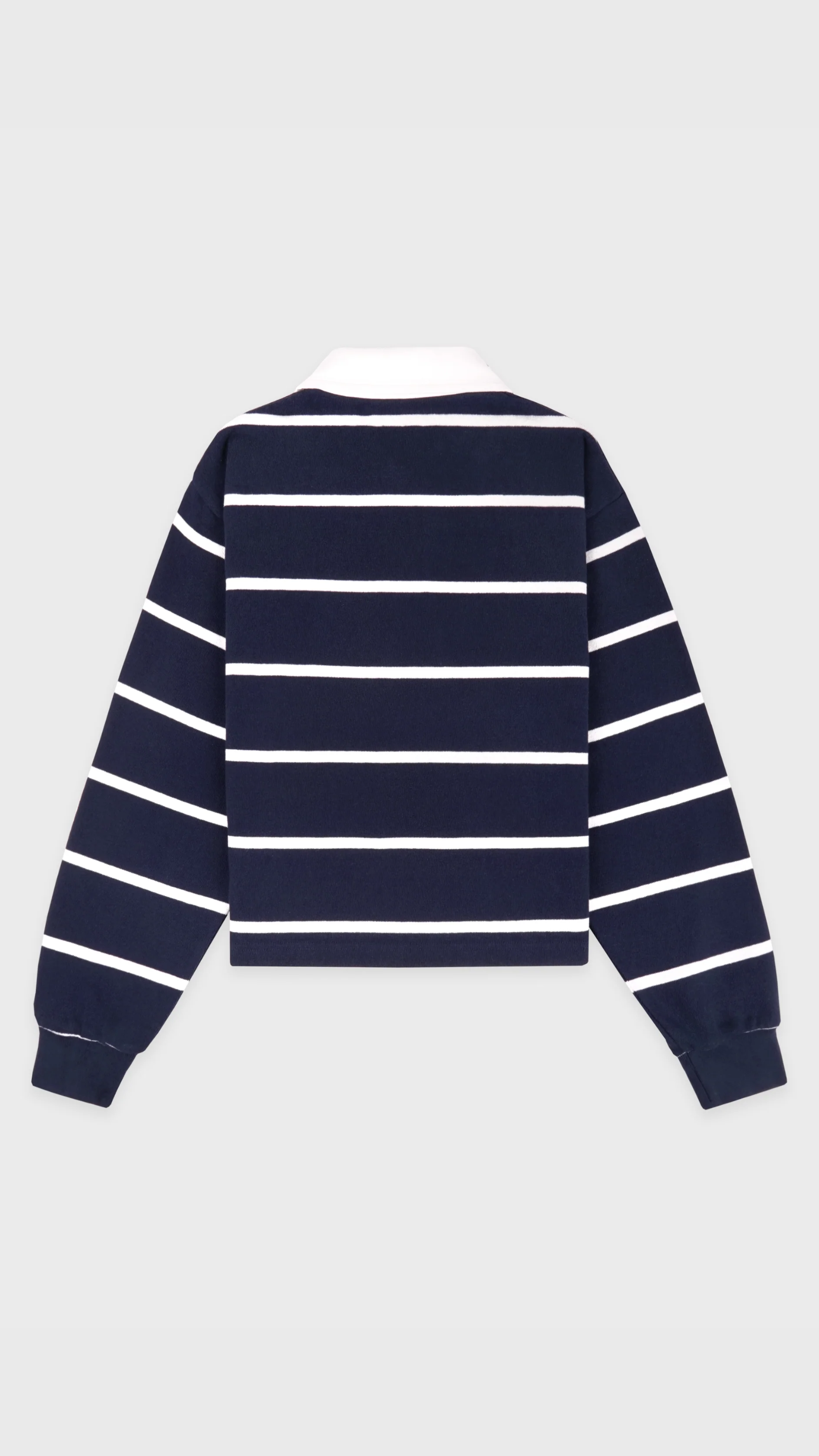 Sporty & Rich Serif Logo Rugby Polo in Navy/White