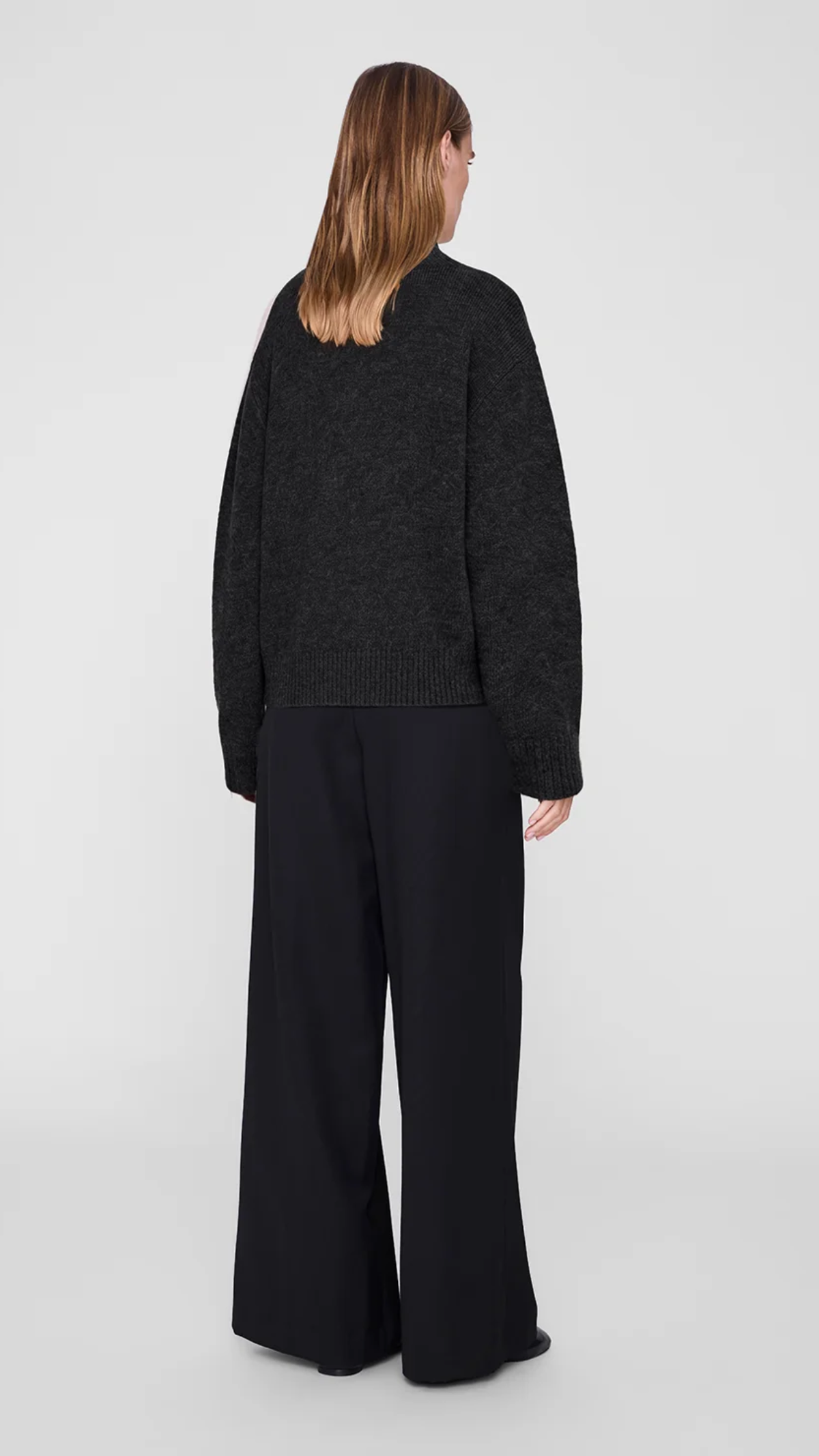 Anine Bing Alma Turtleneck Sweater in Charcoal