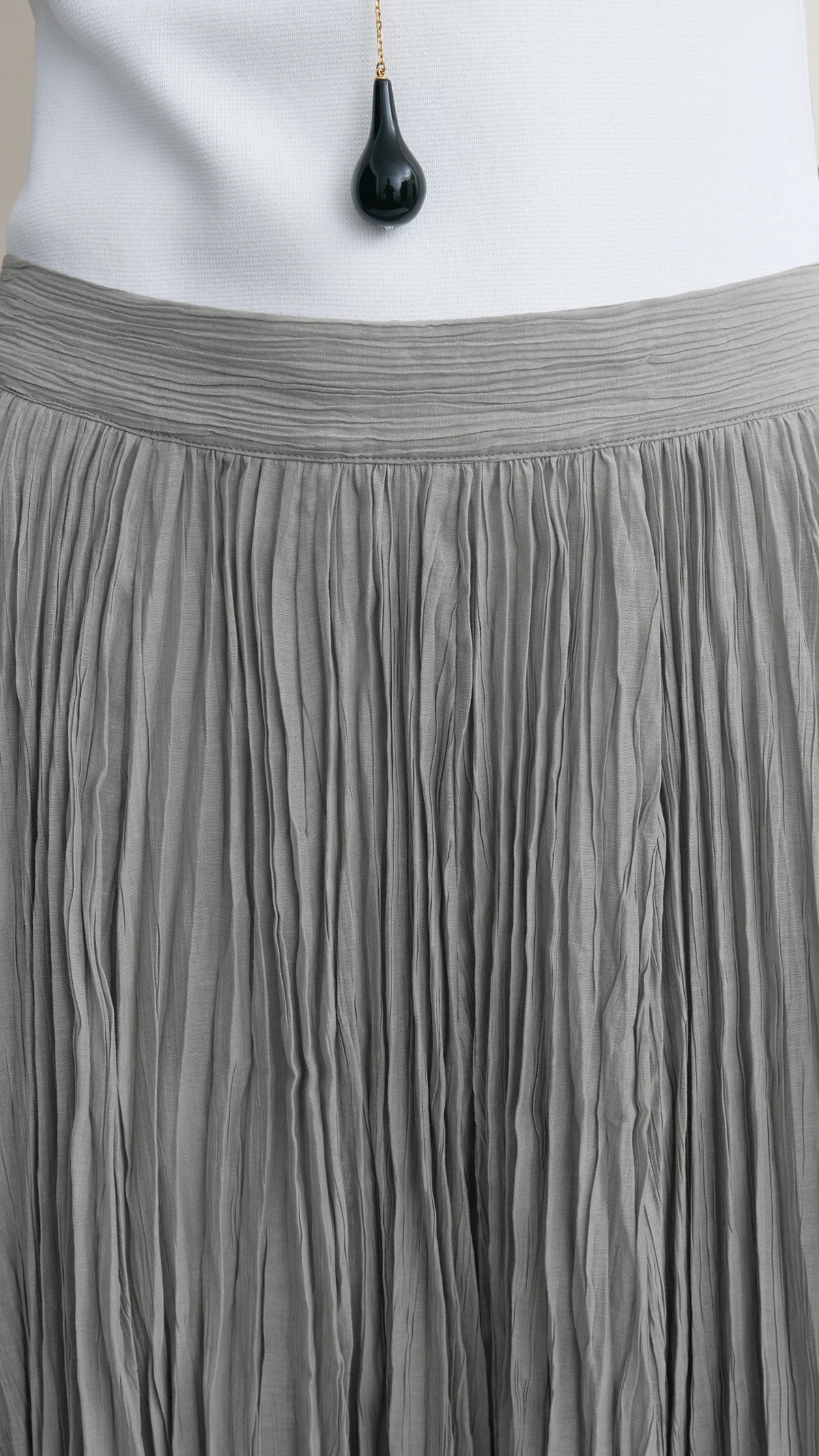 Toteme Crinkled Plisse Skirt in Pale Grey