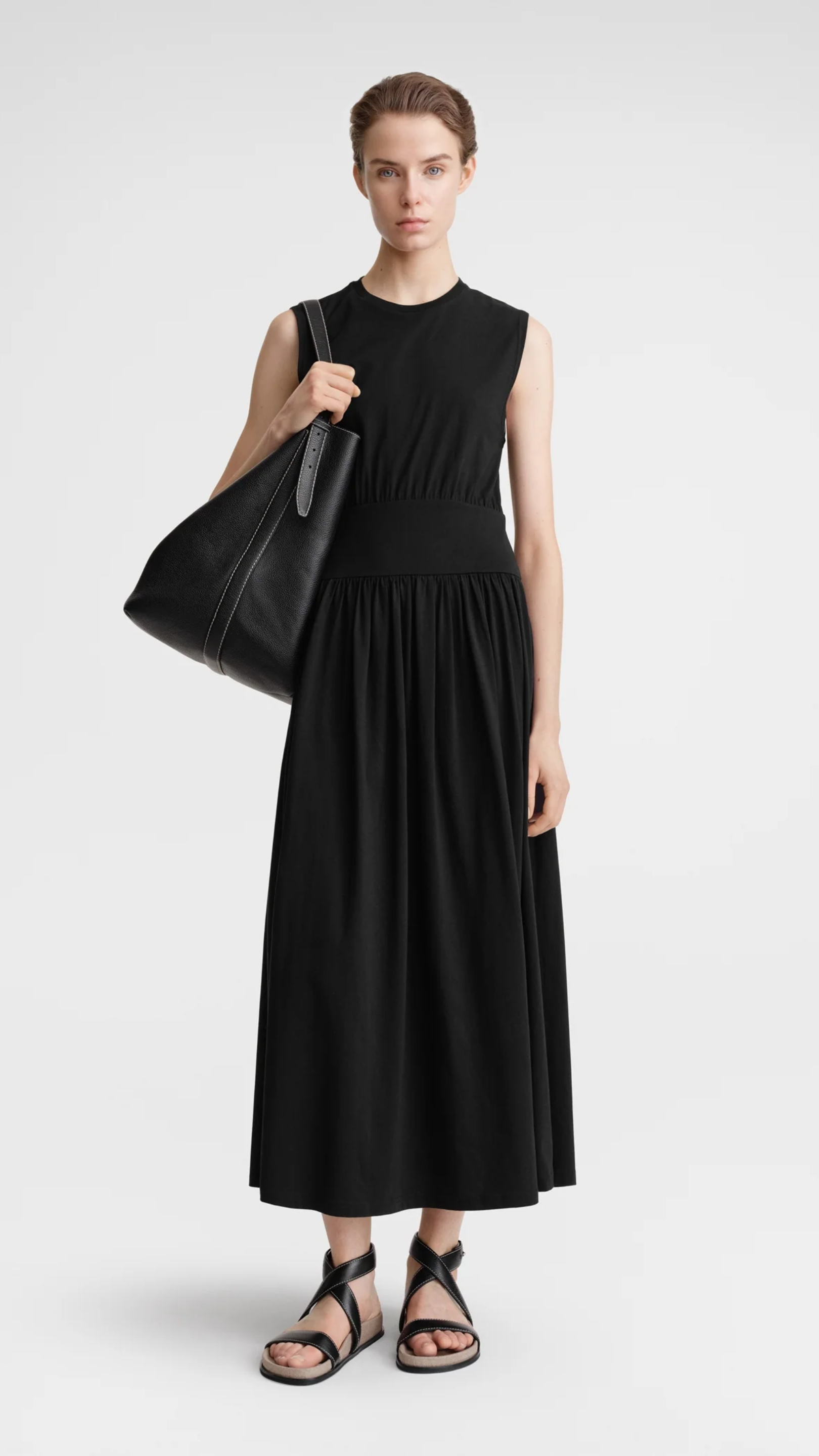 Toteme Sleeveless Cotton Tee Dress in Black