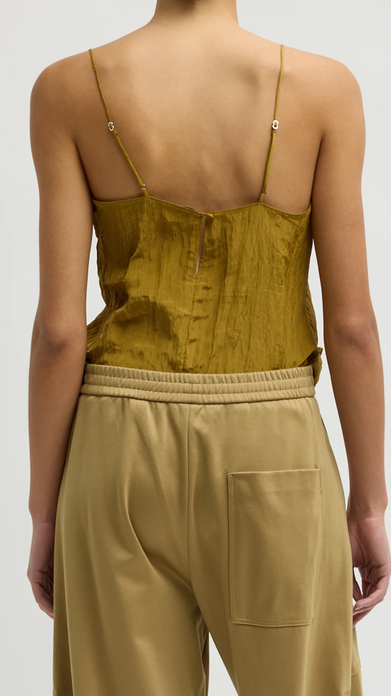 Tibi The Crinkle Slip Cami in Mustard