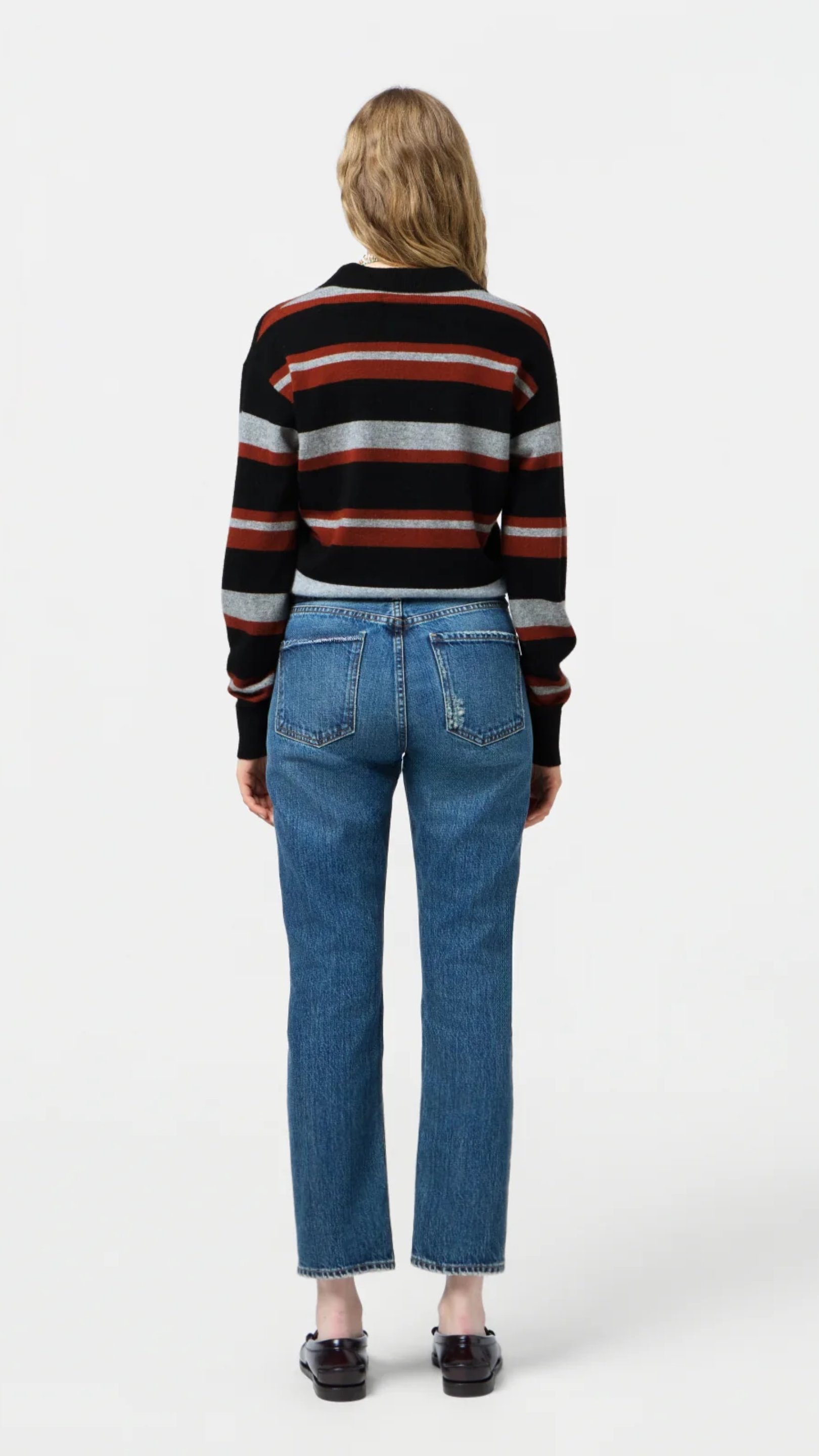 Guest in Residence Collegiate Stripe Polo in Black Combo