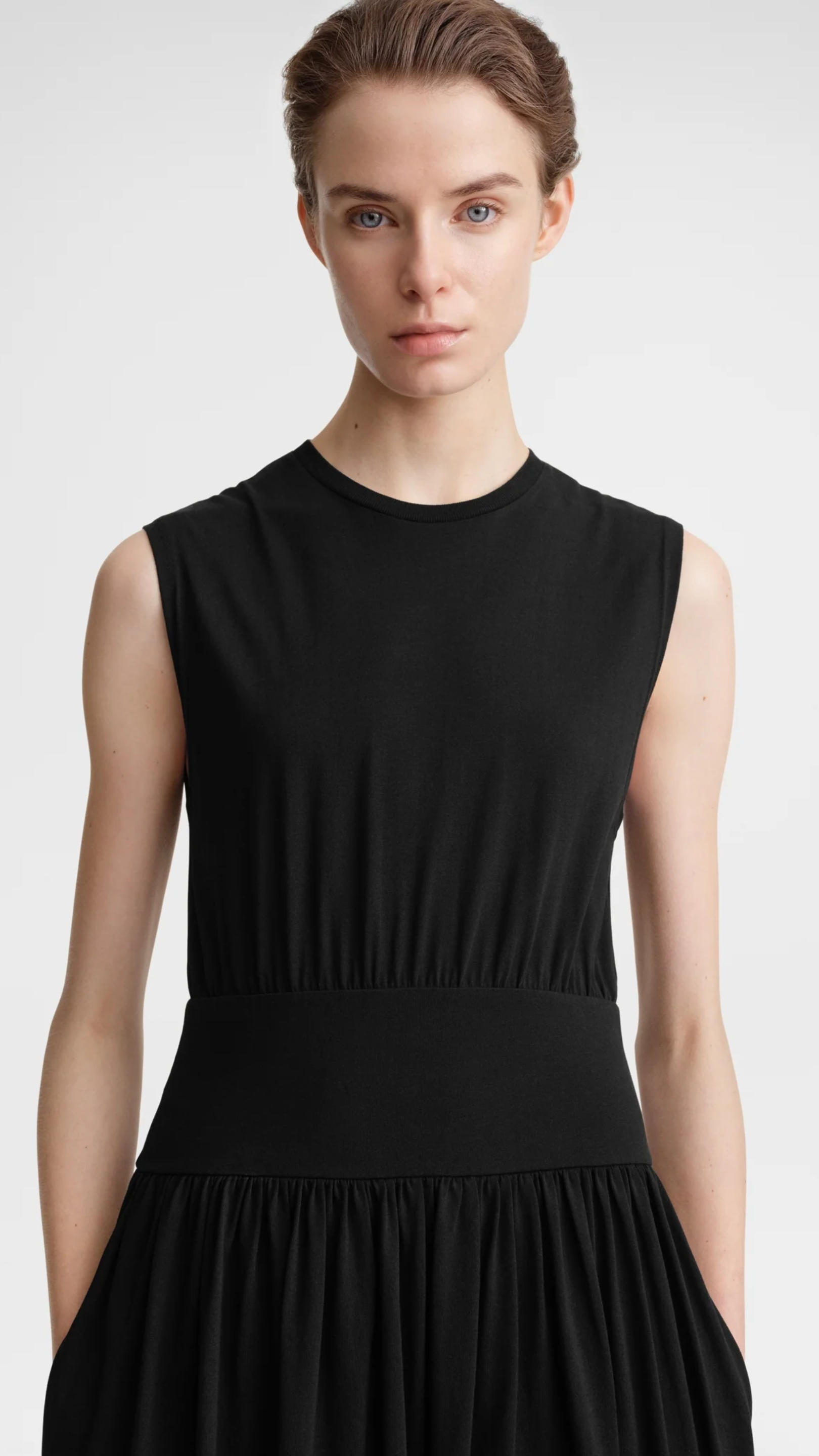 Toteme Sleeveless Cotton Tee Dress in Black