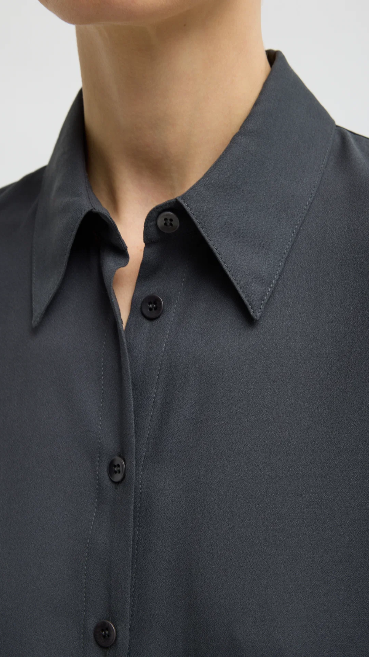 Tibi Feather Weight Eco Crepe Oversized Shirt in Dark Grey