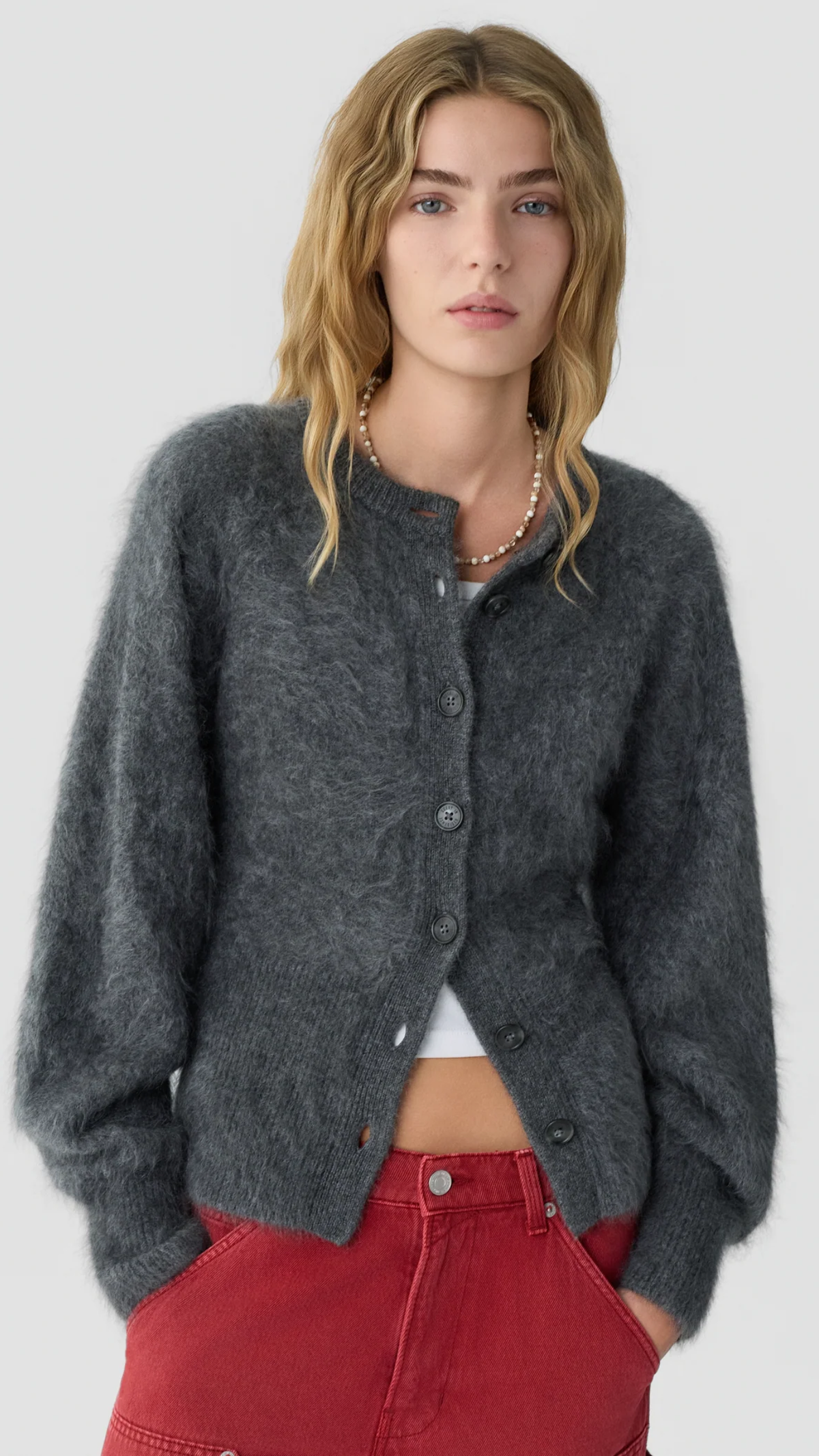 Guest in Residence Grizzly Sculpted Cardigan in Charcoal