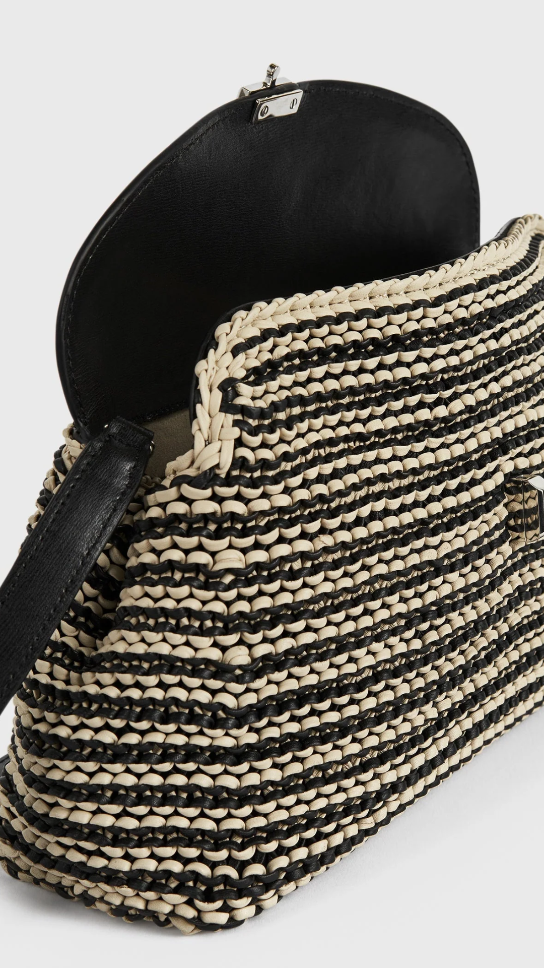 Toteme T-lock Woven-Leather Clutch in Black/Sand