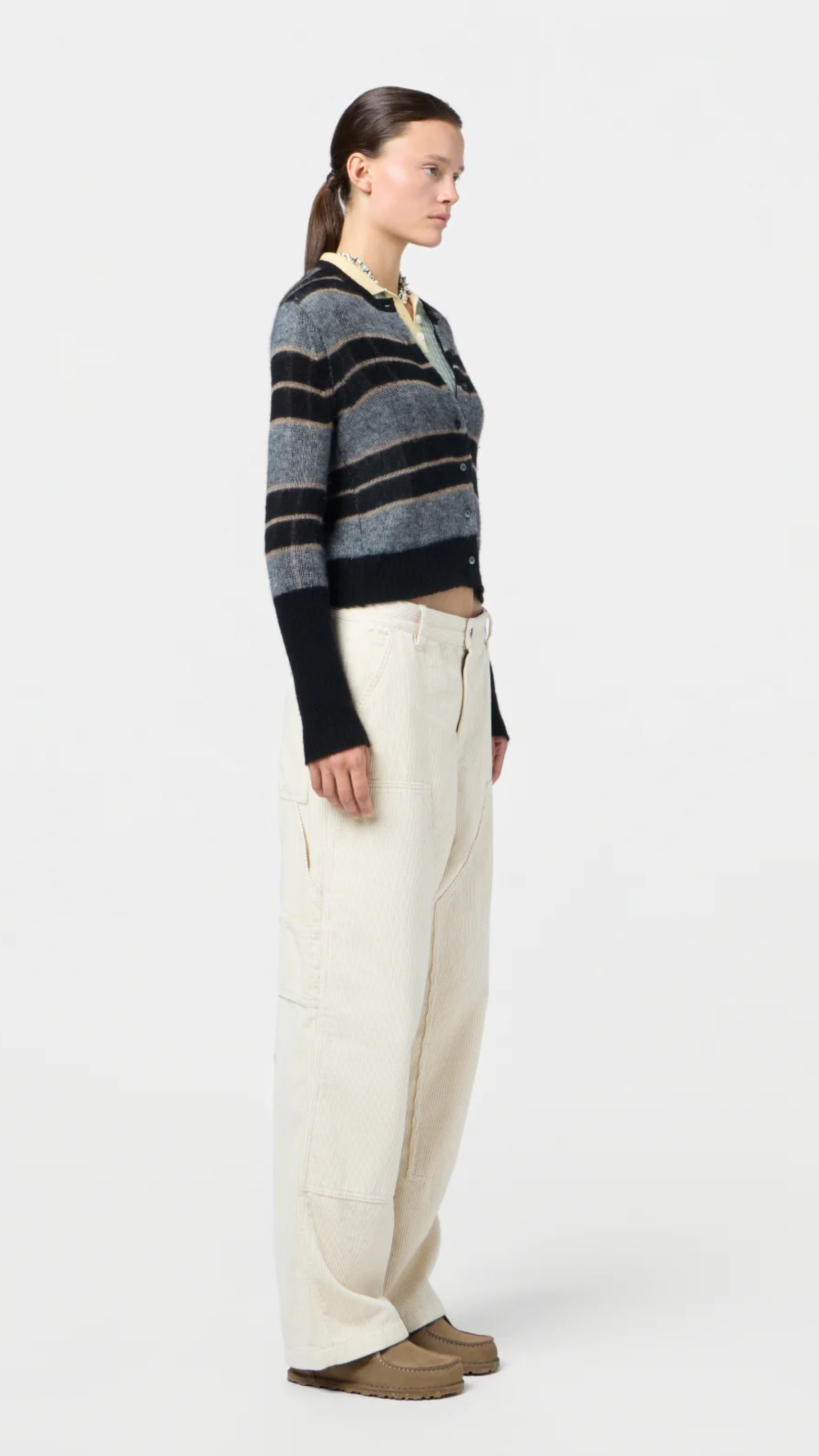 Guest in Residence Shadow Plaid Cardigan in Black