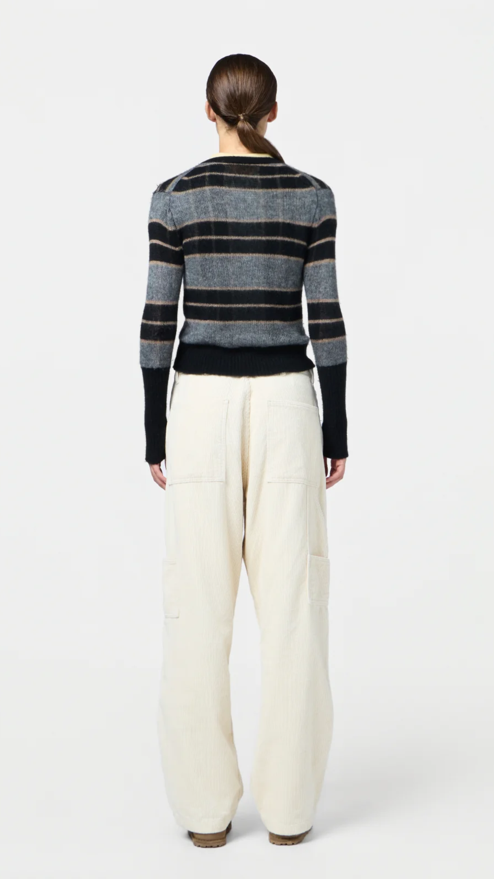 Guest in Residence Shadow Plaid Cardigan in Black