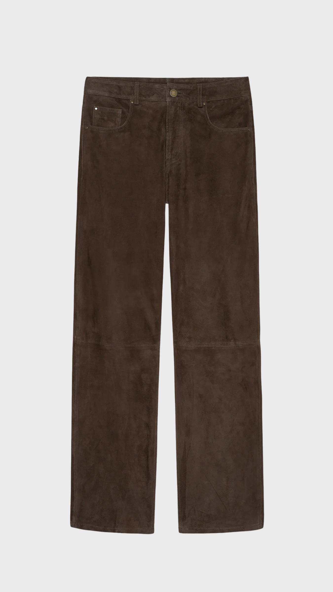 Arma Jean Suede Five Pocket Trousers in Mud Brown