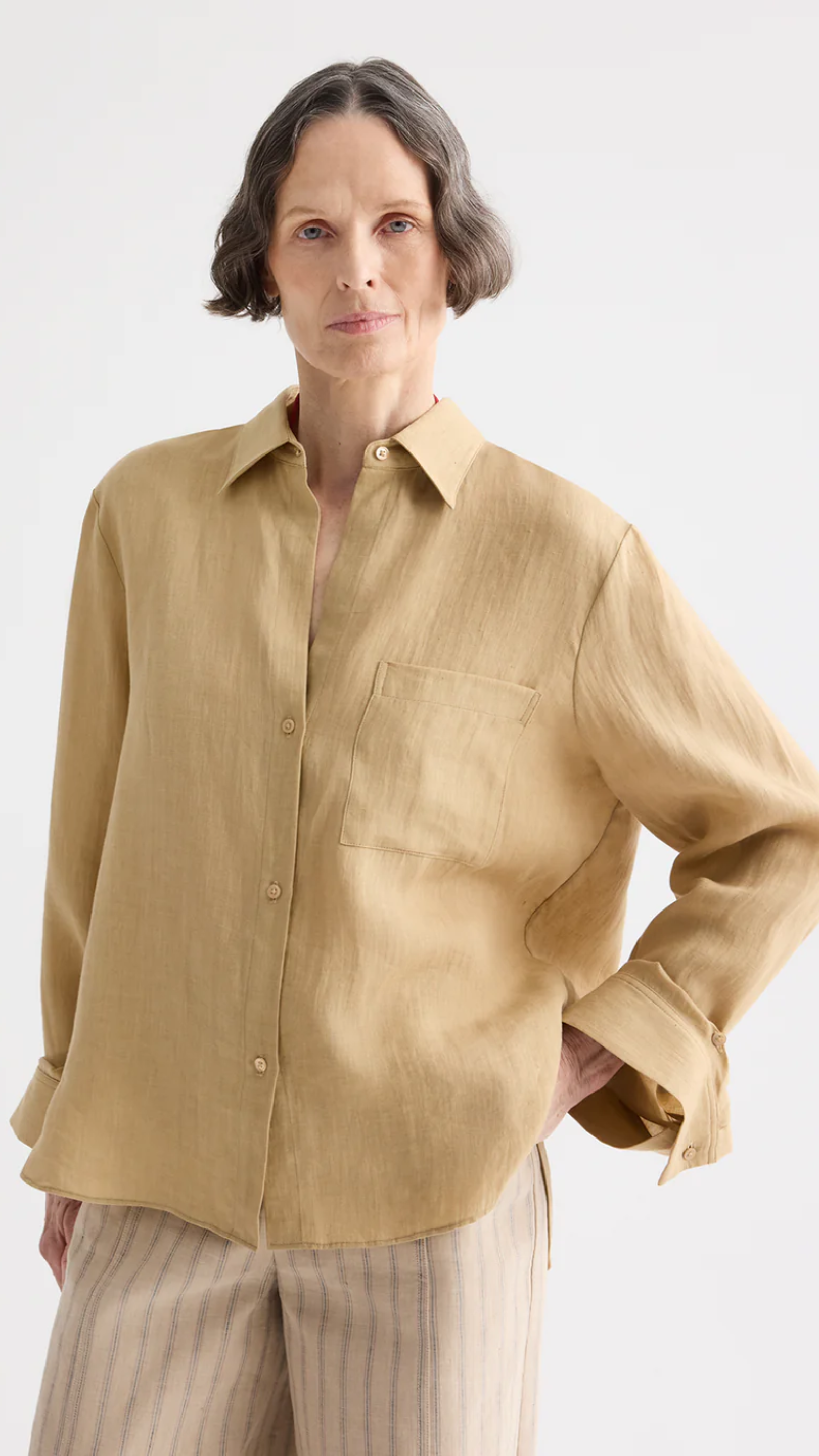 TWP Next Morning Fluid Linen Shirt in Candied Ginger