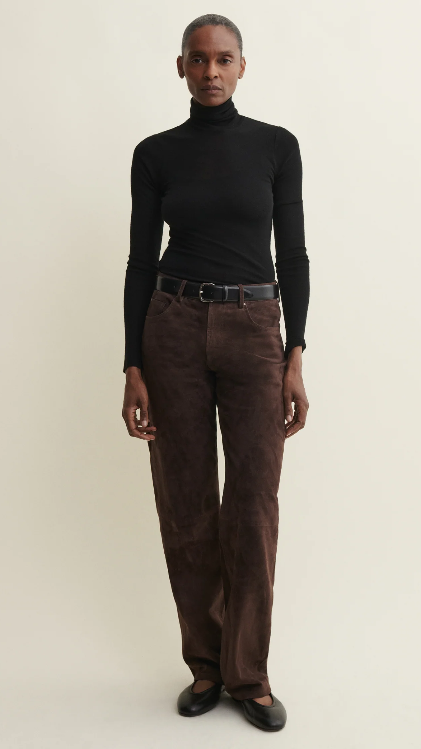 Arma Jean Suede Five Pocket Trousers in Mud Brown